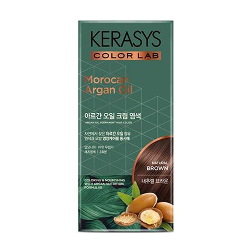 Уцінка! Перманентна фарба для волосся KeraSys Moroccan Argan Oil Permanent Hair Color, Natural Brown, 120 г