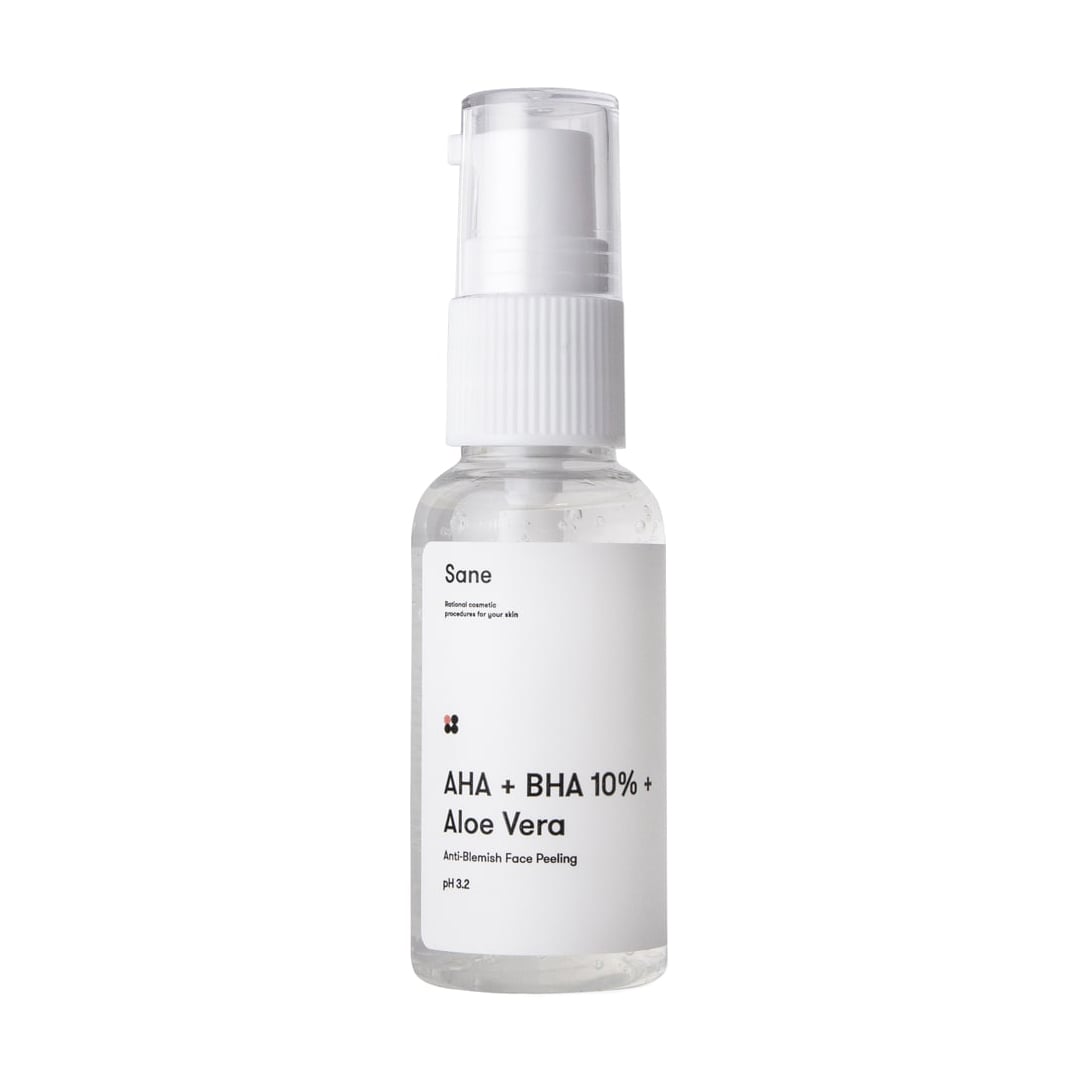 Уцінка! Пілінг для обличчя Sane AHA + BHA 10% + Aloe Vera Anti-Blemish Face Peeling з екстрактом алое, 30 мл