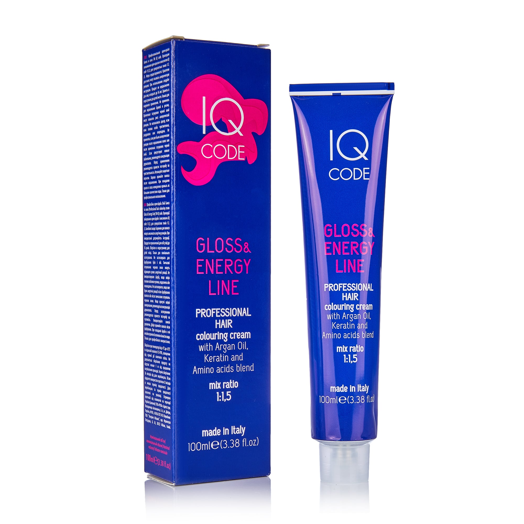 Уцінка! Професійна фарба для волосся IQ Code Gloss &amp; Energy Line, 7/44 Мідний інтенсивний блондин, 100 мл