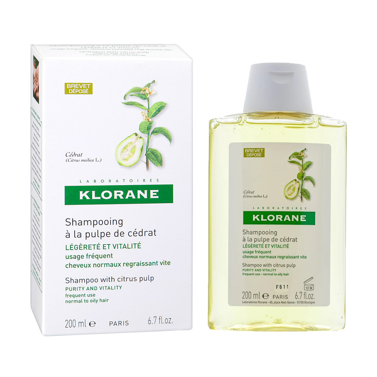 Уцінка! Шампунь для волосся Klorane Shampoo With Citrus Pulp для нормального і жирного волосся, 200 мл