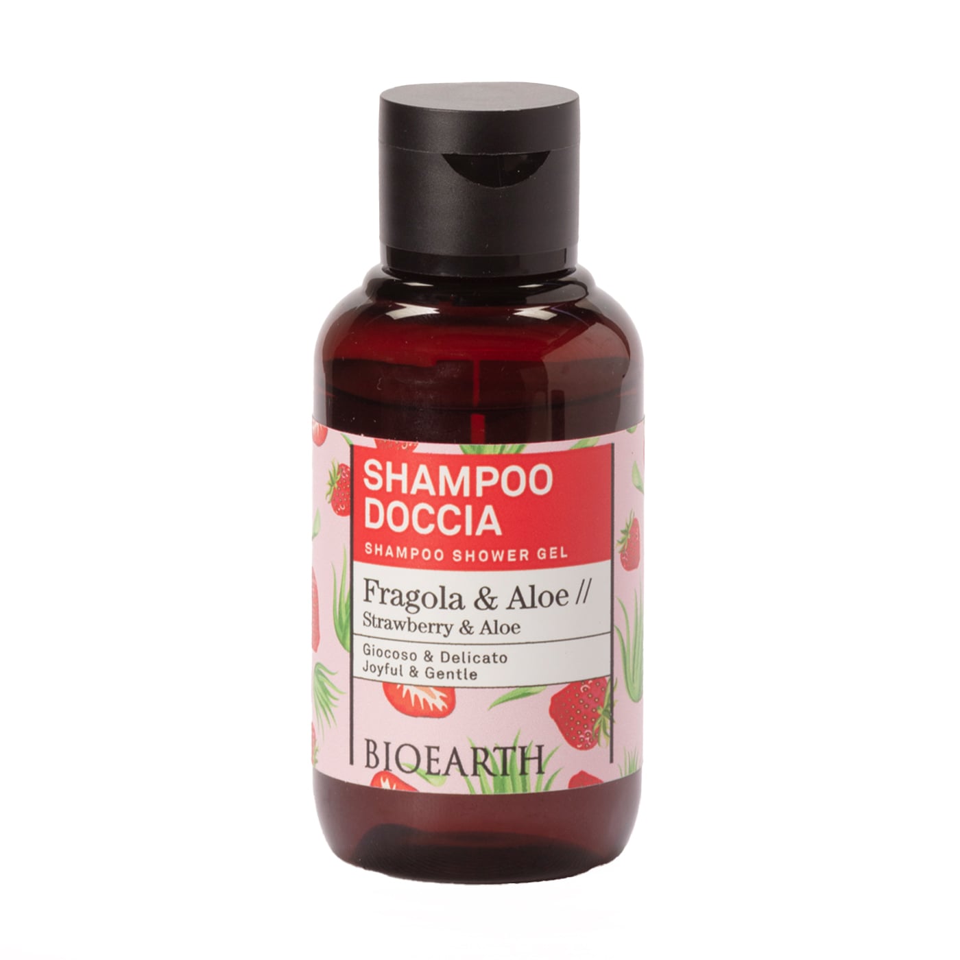Уцінка! Шампунь-гель для волосся та душу Bioearth Family Shampoo Shower Gel Полуниця та алое вера, 100 мл