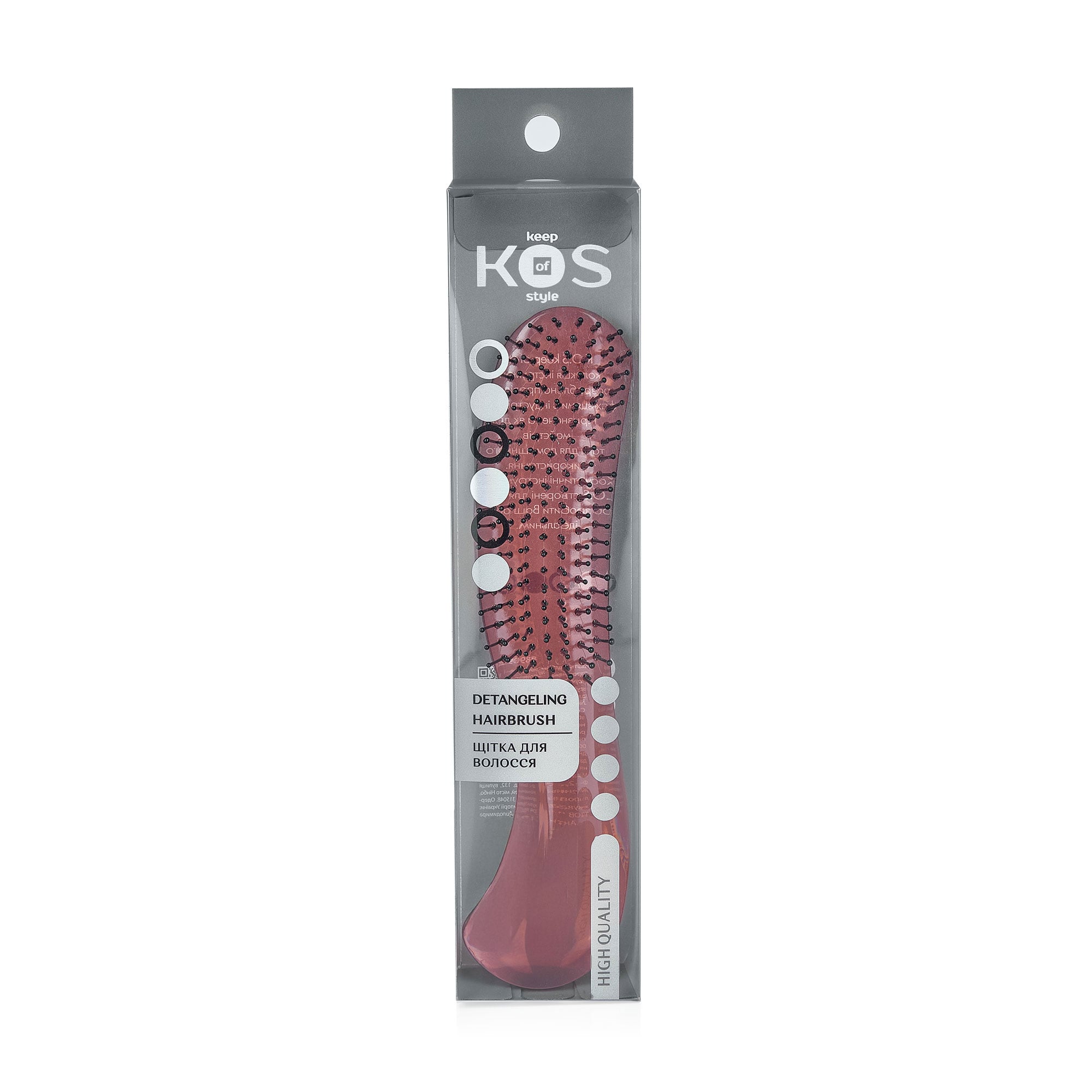 Уцінка! Щітка для волосся K.O.S непродувна, напівпрозора, коричнева, 1 шт