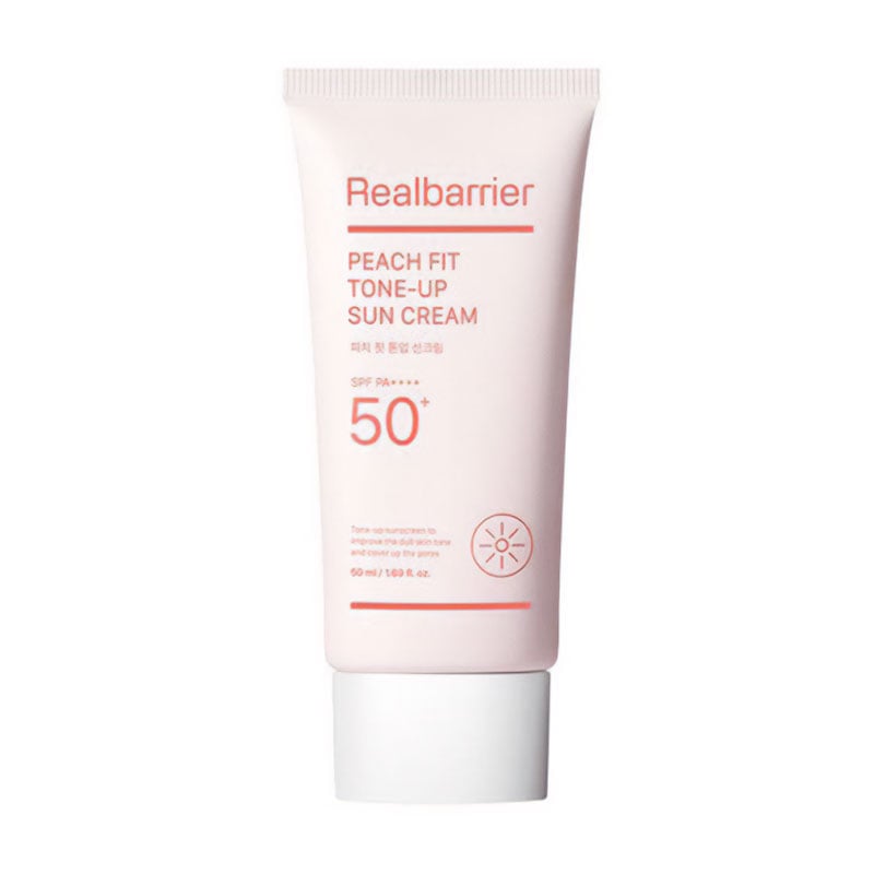 Уцінка! Сонцезахисний крем для обличчя Real Barrier Peach Fit Tone-Up Sun Cream з персиковим підтоном, 50 мл