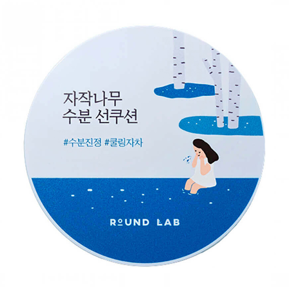 Уцінка! Сонцезахисний кушон для обличчя Round Lab Birch Juice Moisturizing Sun Cushion SPF 50+ PA++++ з березовим соком, 15 г