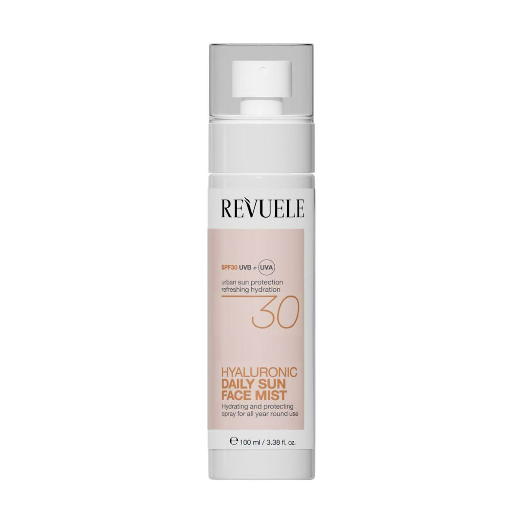 Уцінка! Сонцезахисний щоденний міст для обличчя Revuele Hyaluronic Daily Sun Face Mist, SPF 30, з гіалуроновою кислотою, 100 мл
