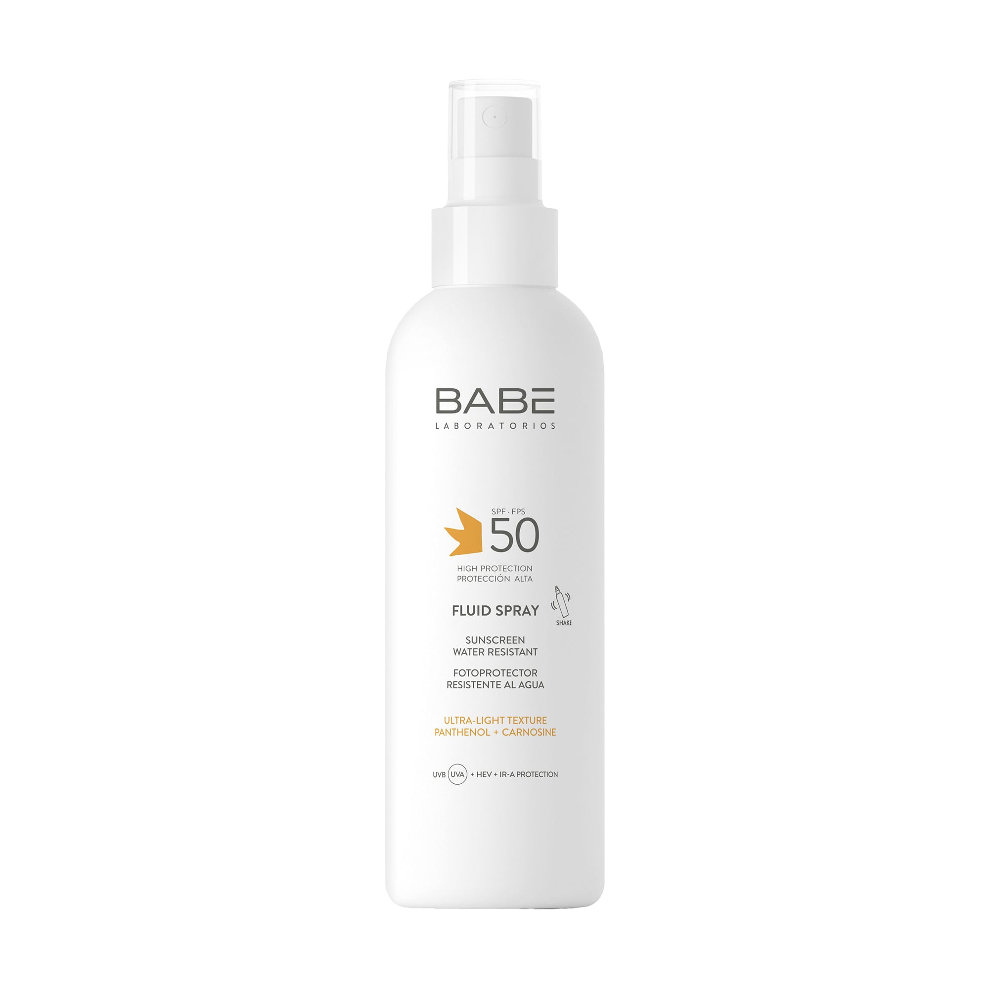 Уцінка! Сонцезахисний водостійкий флюїд-спрей для тіла BABE Laboratorios Fluid Spray SPF 50, 200 мл