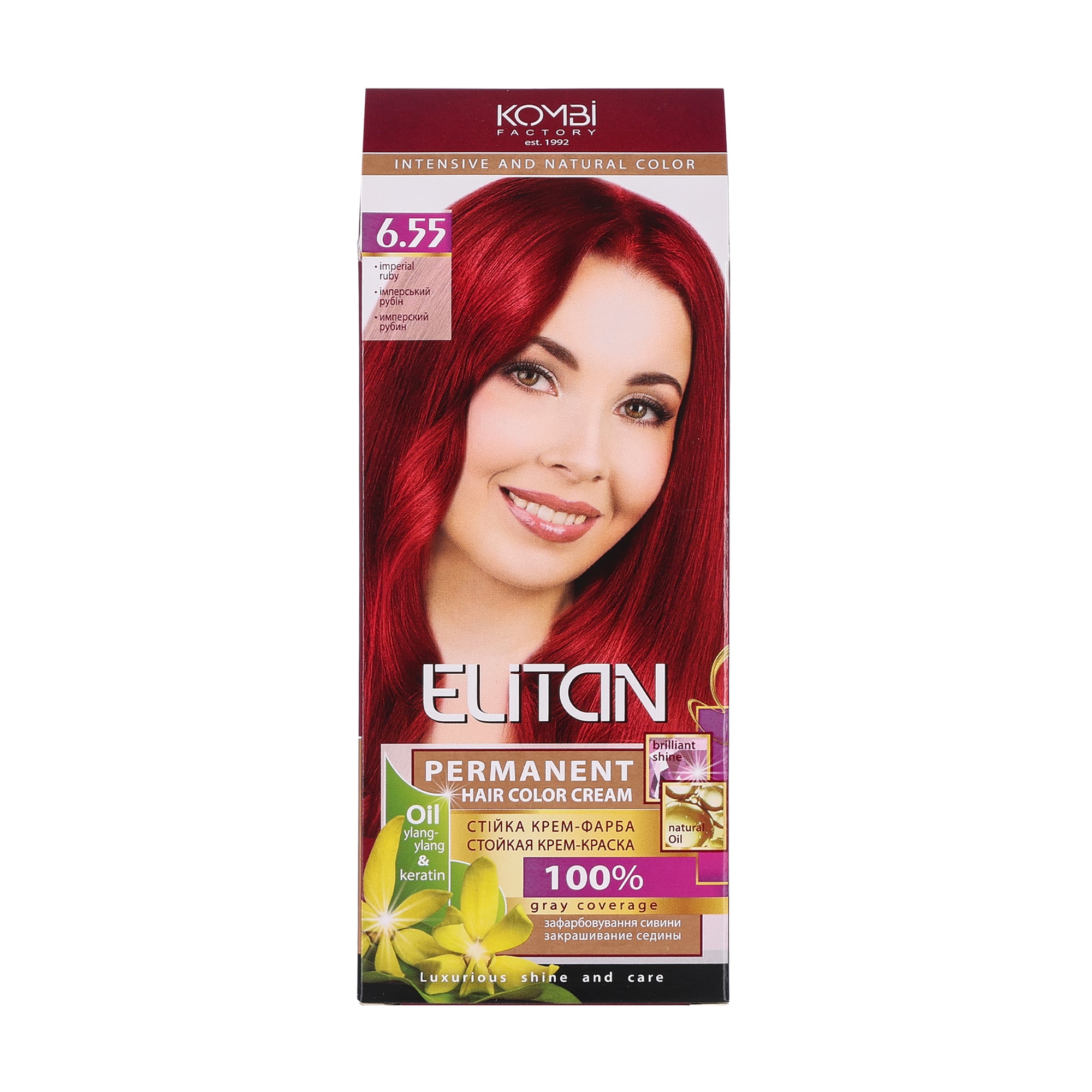 Уцінка! Стійка крем-фарба для волосся Elitan Permanent Hair Color Cream 6.55 Імперський рубін, 115 мл