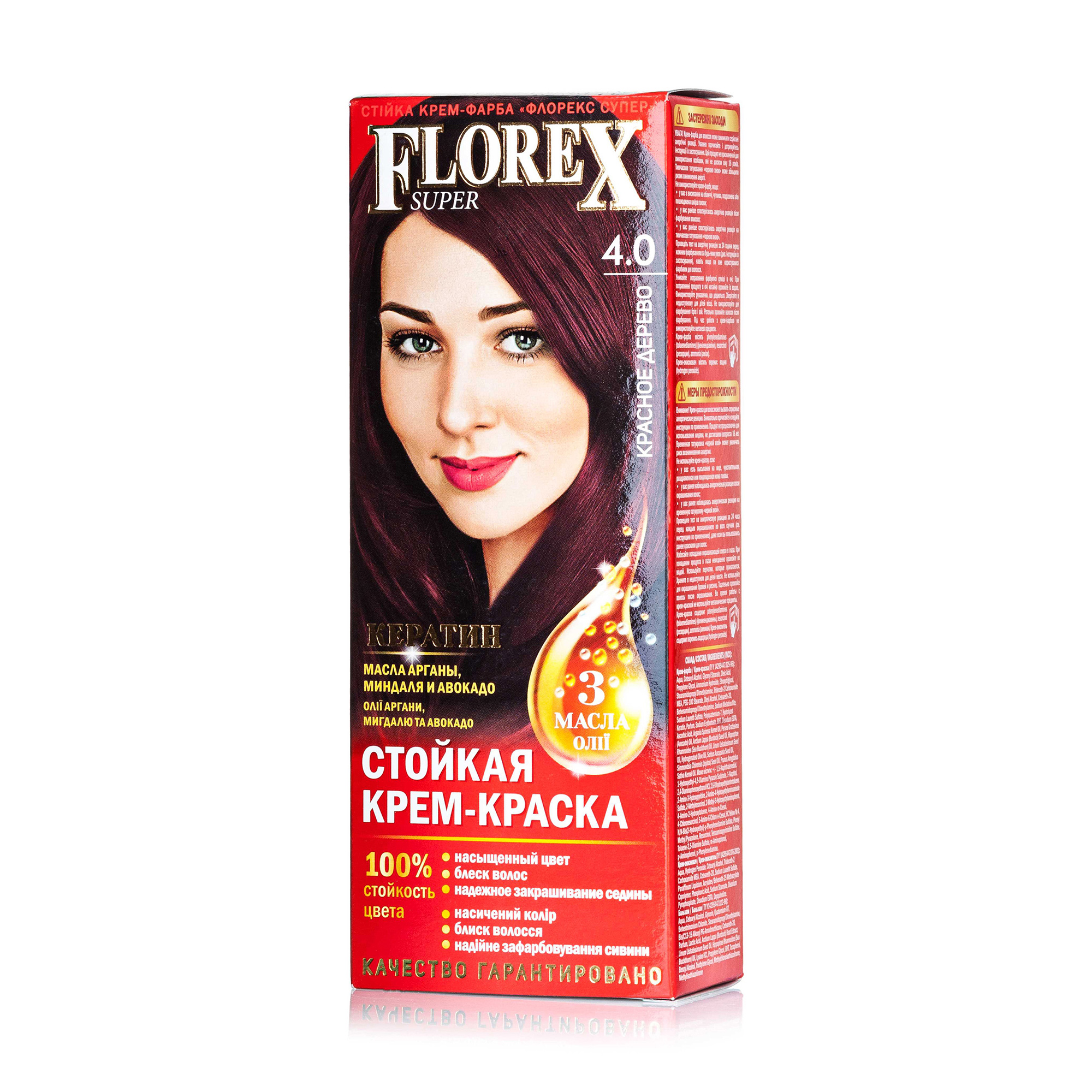 Уцінка! Стійка крем-фарба для волосся Florex Super 4.0 Червоне дерево, 100 мл