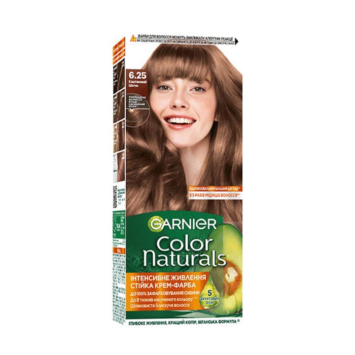 Уцінка! Стійка крем-фарба для волосся Garnier Color Naturals з п'ятьма оліями, 6.25 Каштановий шатен, 110 мл