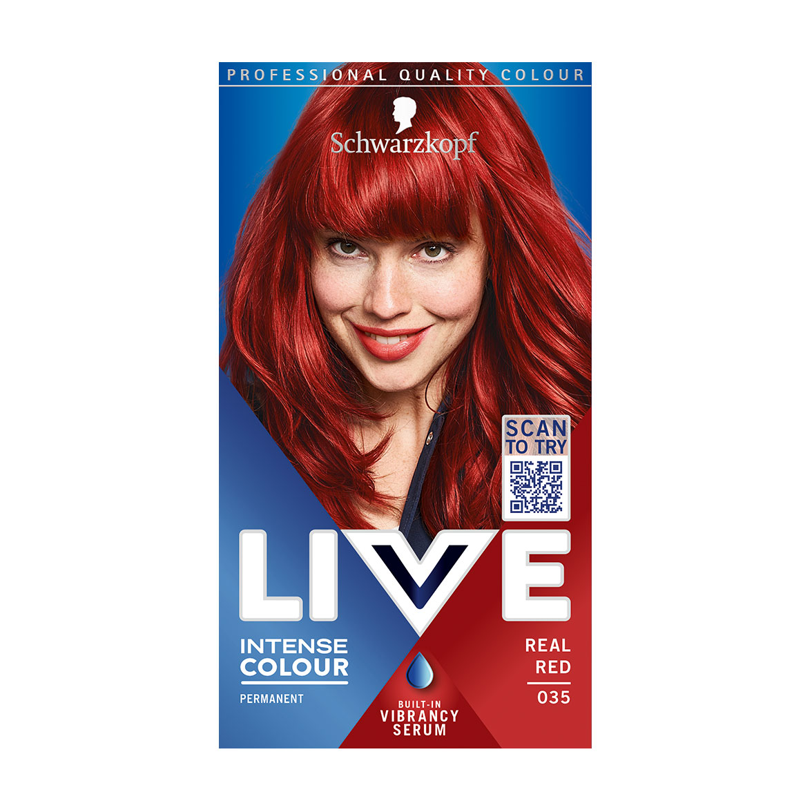 Уцінка! Стійка крем-фарба для волосся Schwarzkopf LIVE Intense Colour, 035 Real Red, 142.5 мл