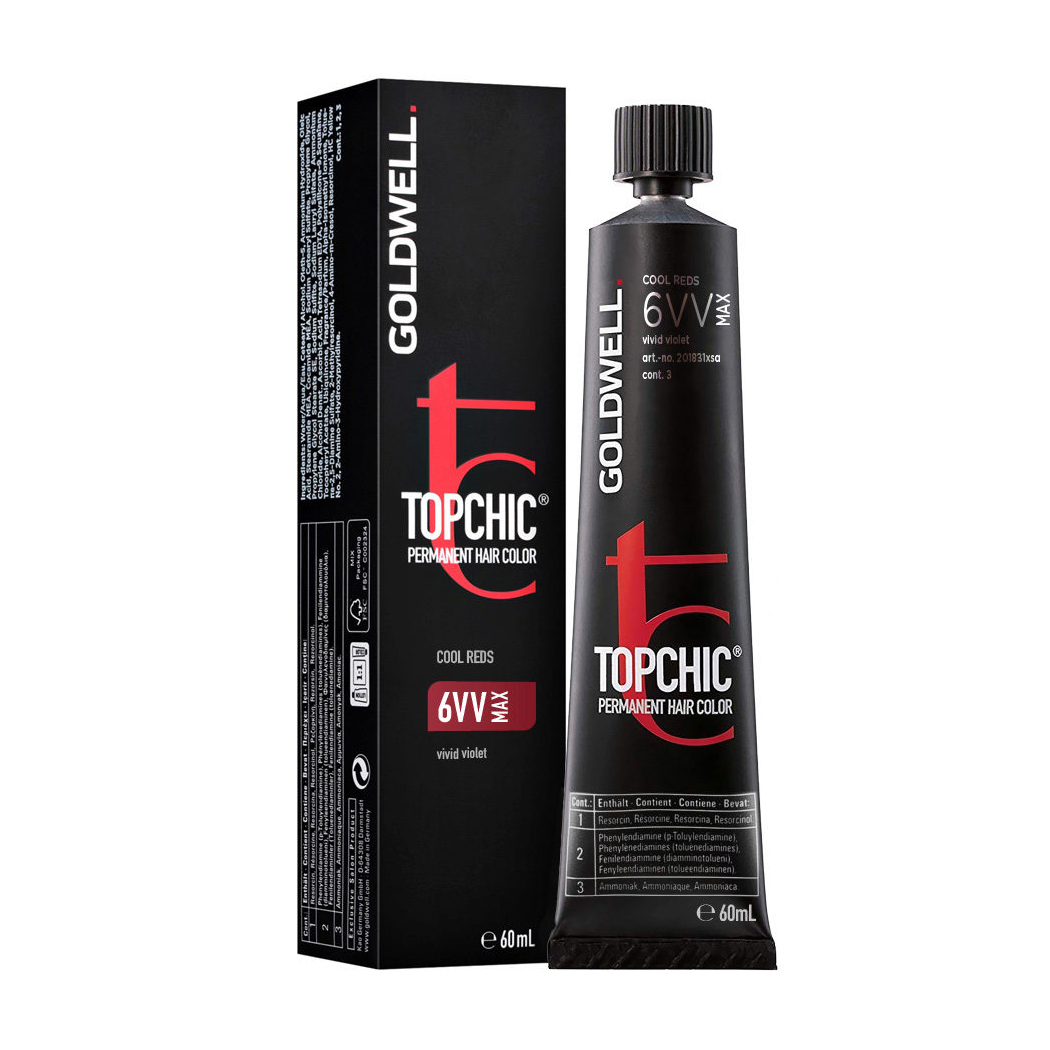 Уцінка! Стійка професійна фарба для волосся Goldwell Topchic Permanent Hair Color 6VV MAX Vivid Violet, 60 мл