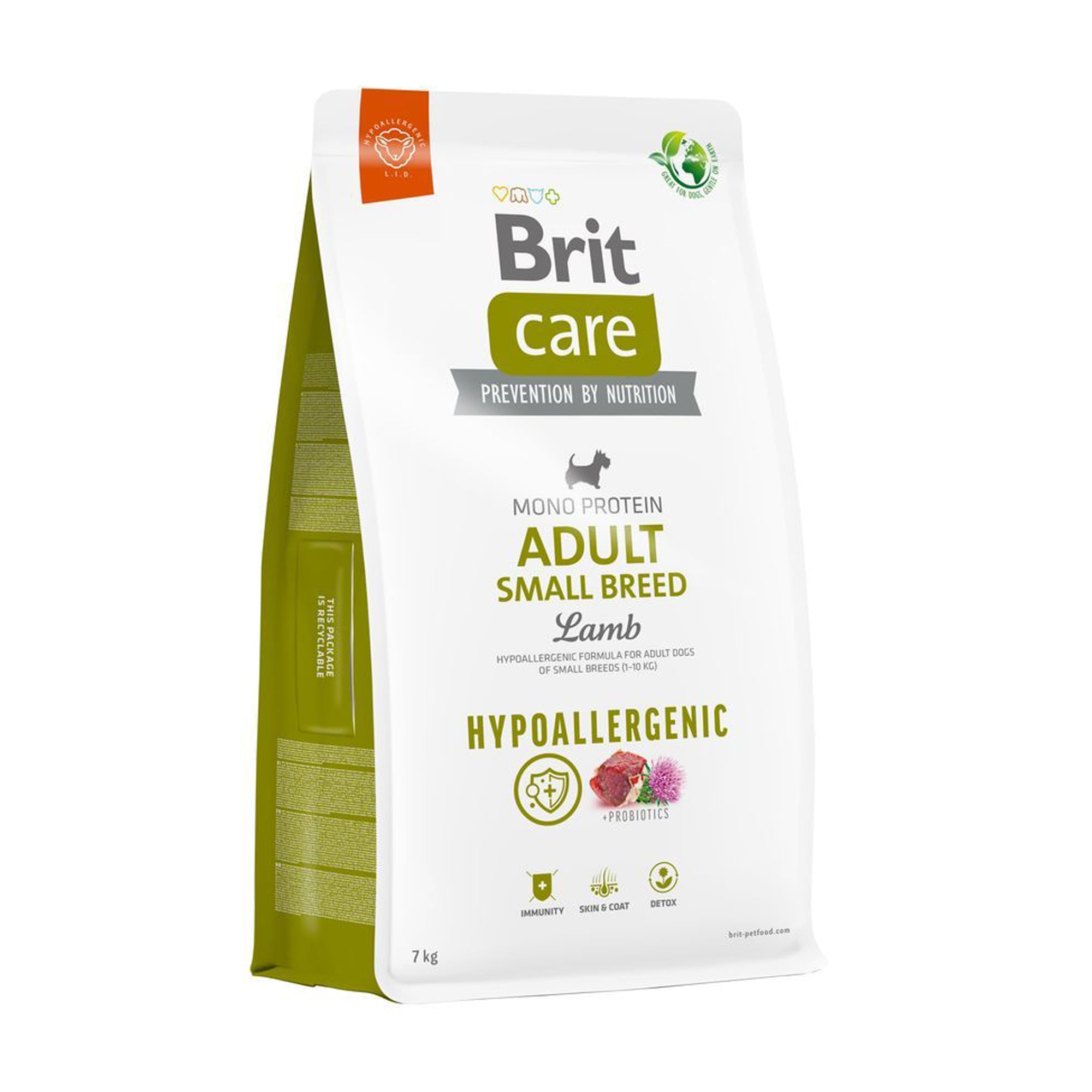 Уцінка! Сухий корм для собак малих порід Brit Care Adult Small Breed Hypoallergenic з ягням, 7 кг