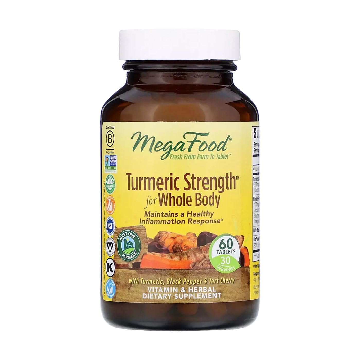 Уцінка! Сила куркуми для всього організму MegaFood Turmeric Strength for Whole Body, 60 таблеток