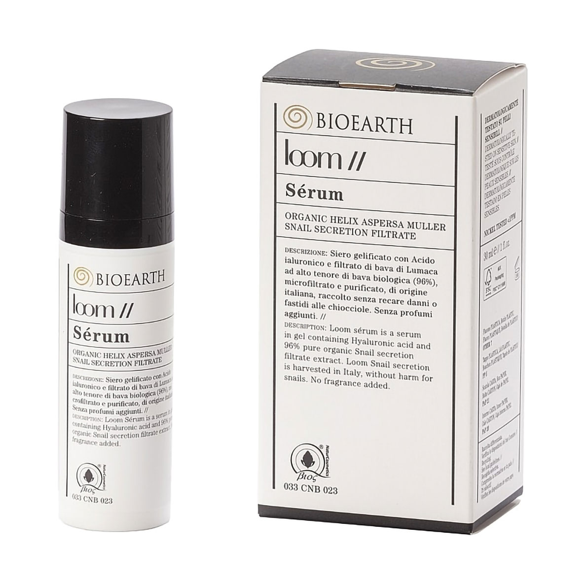 Уцінка! Сироватка для обличчя Bioearth Loom Serum з екстрактом слизу равлика, 30 мл