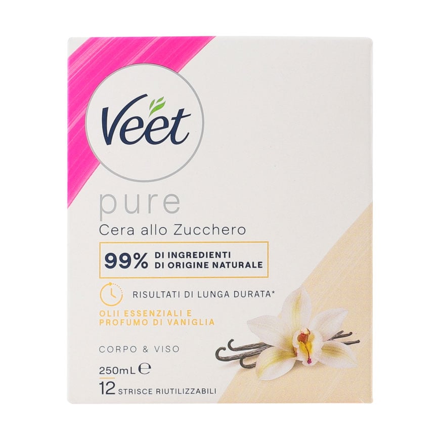 Уцінка! Теплий віск для депіляції Veet з ефірними оліями, з багаторазовими смужками, 250 г