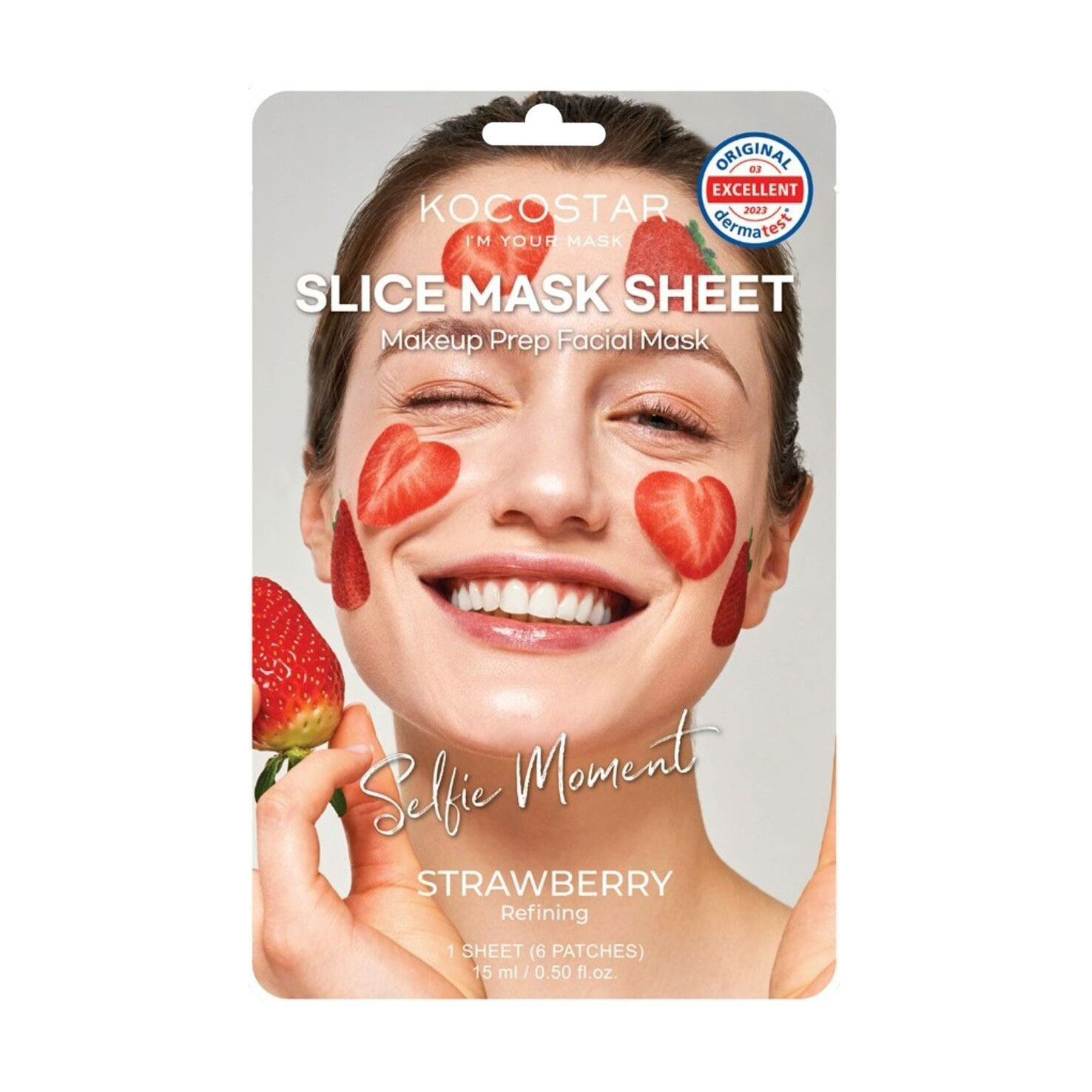 Уцінка! Тканинна маска для обличчя Kocostar Slice Mask Sheet, Strawberry з полуничних слайсів, 15 мл