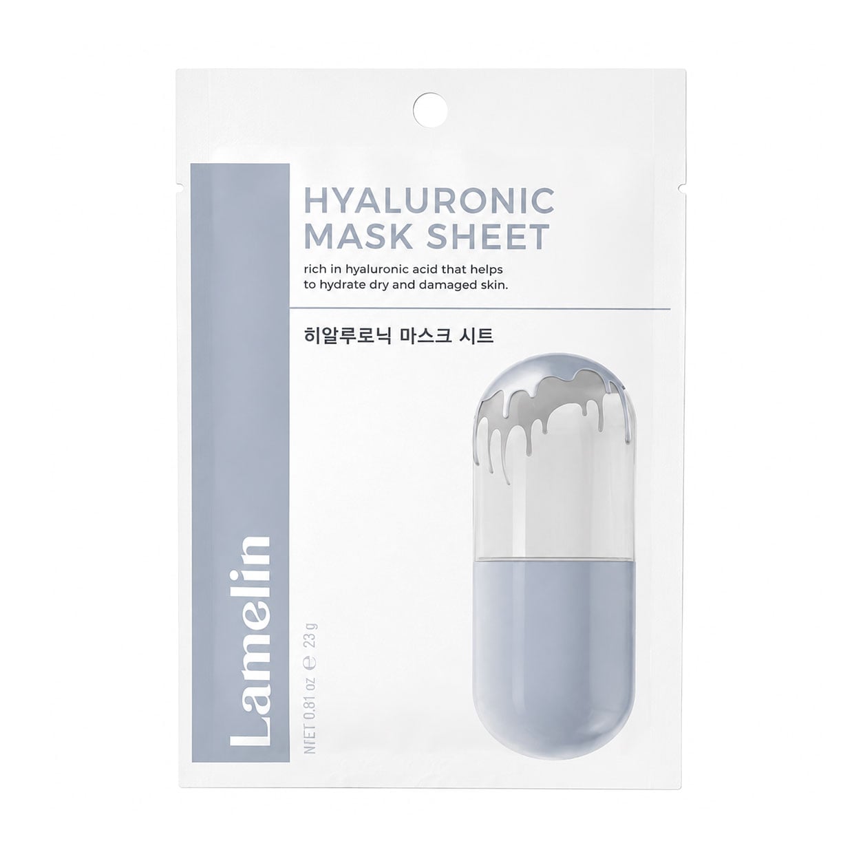 Уцінка! Тканинна маска для обличчя Lamelin Hyaluronic Mask Sheet з гіалуроновою кислотою, 23 г