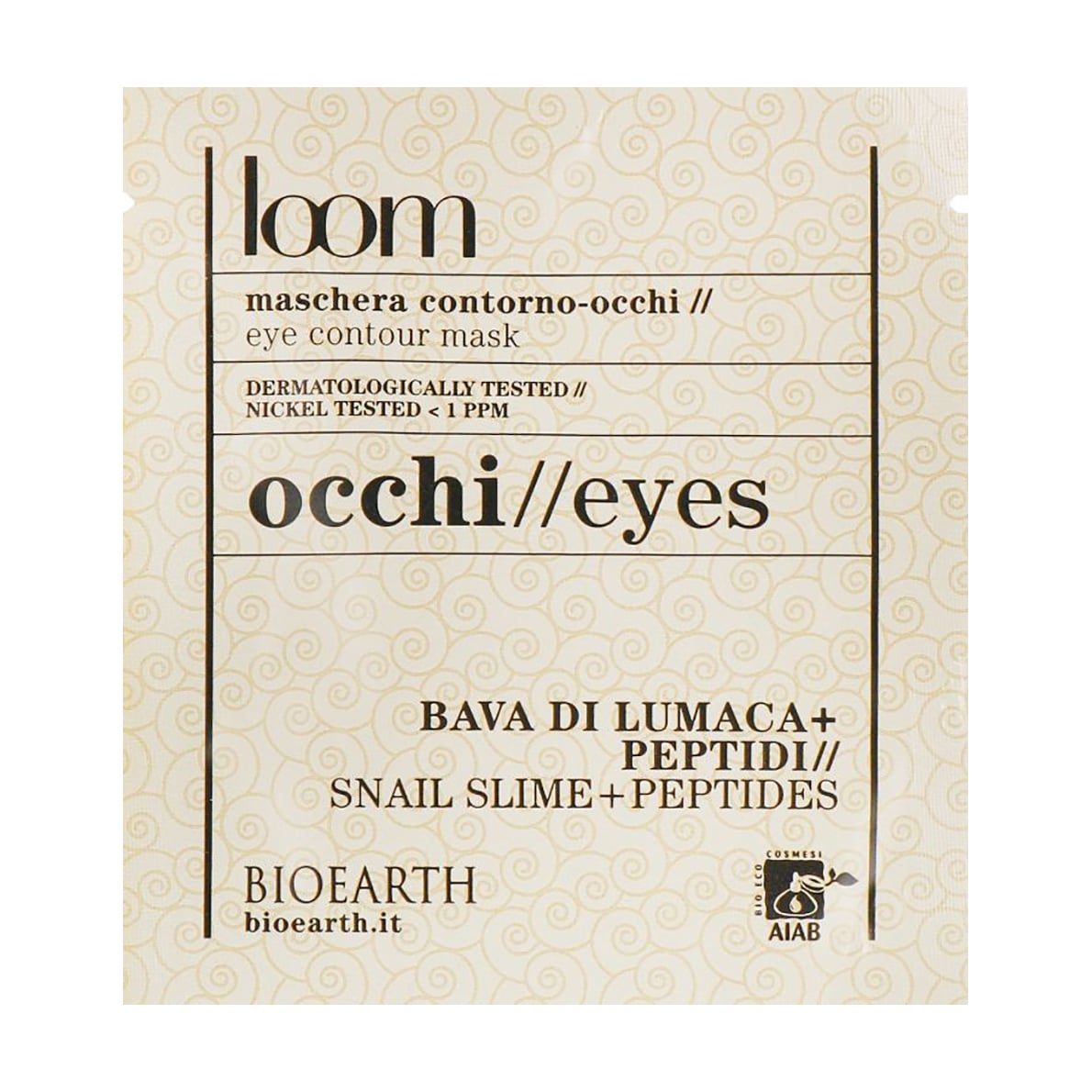 Уцінка! Тканинна маска для шкіри навколо очей Bioearth Loom Eye Contour Mask з екстрактом слизу равлика та пептидами, 3 мл