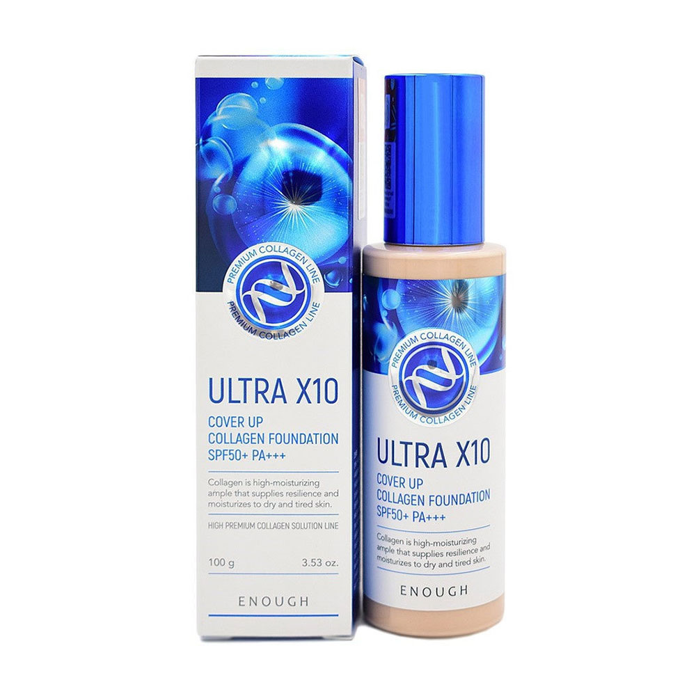 Уцінка! Тональный крем для обличчя Enough Ultra X10 Cover Up Collagen Foundation SPF 50+ PA +++, 13, 100 мл