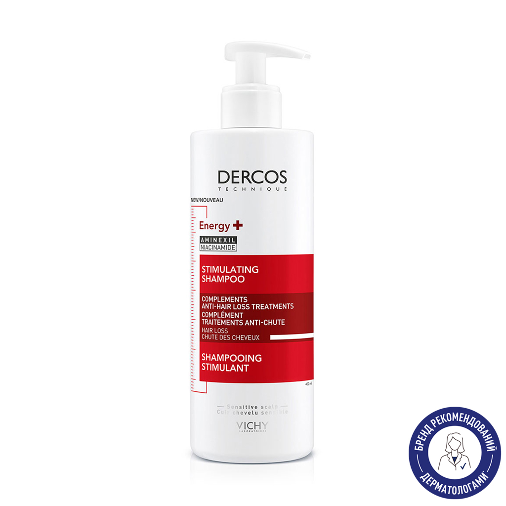 Уцінка! Тонізувальний шампунь для волосся Vichy Dercos Energising Shampoo з амінексилом, 200 мл