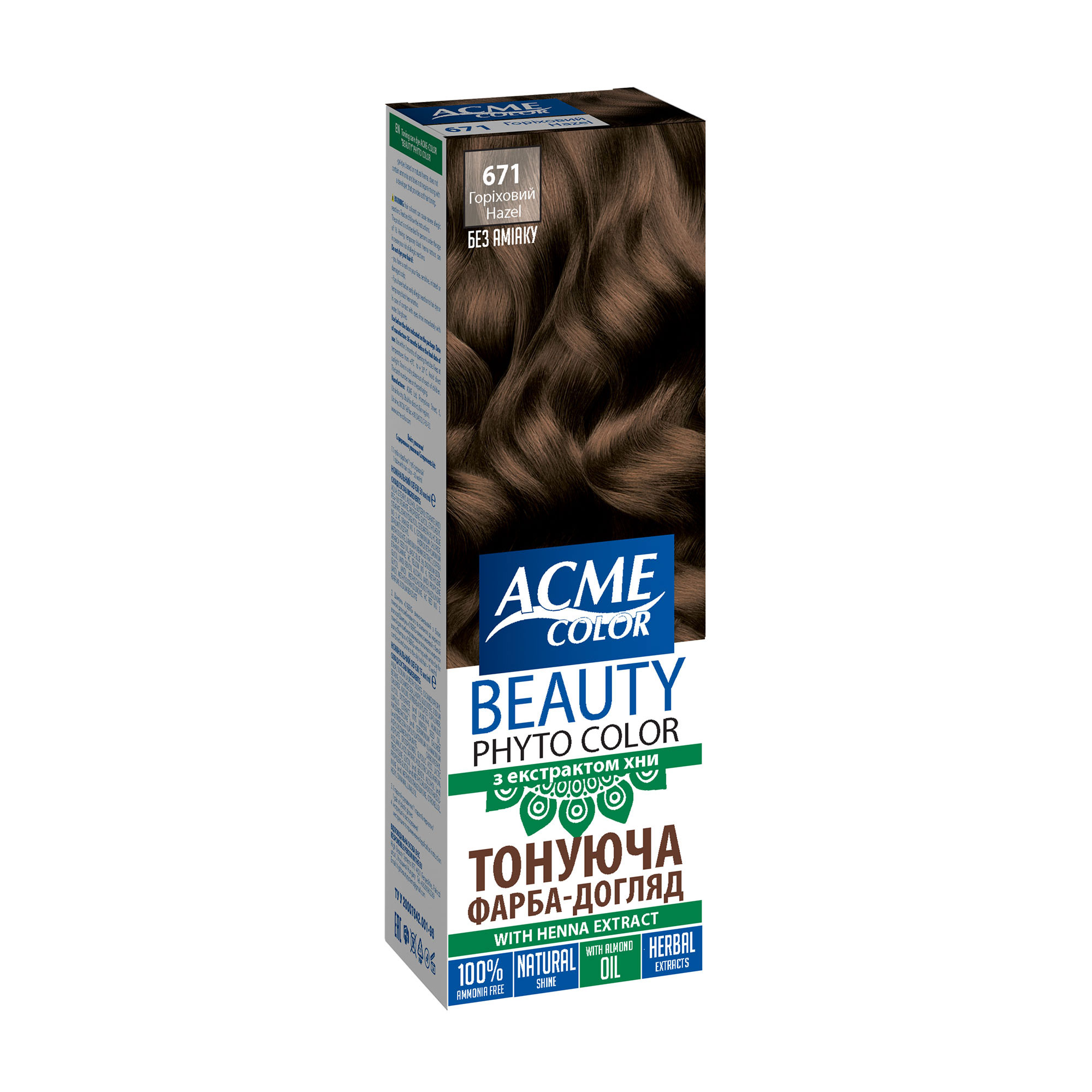 Уцінка! Тонувальна гель-фарба для волосся Acme Color Beauty Phyto Color, 671 Горіховий, 50 мл