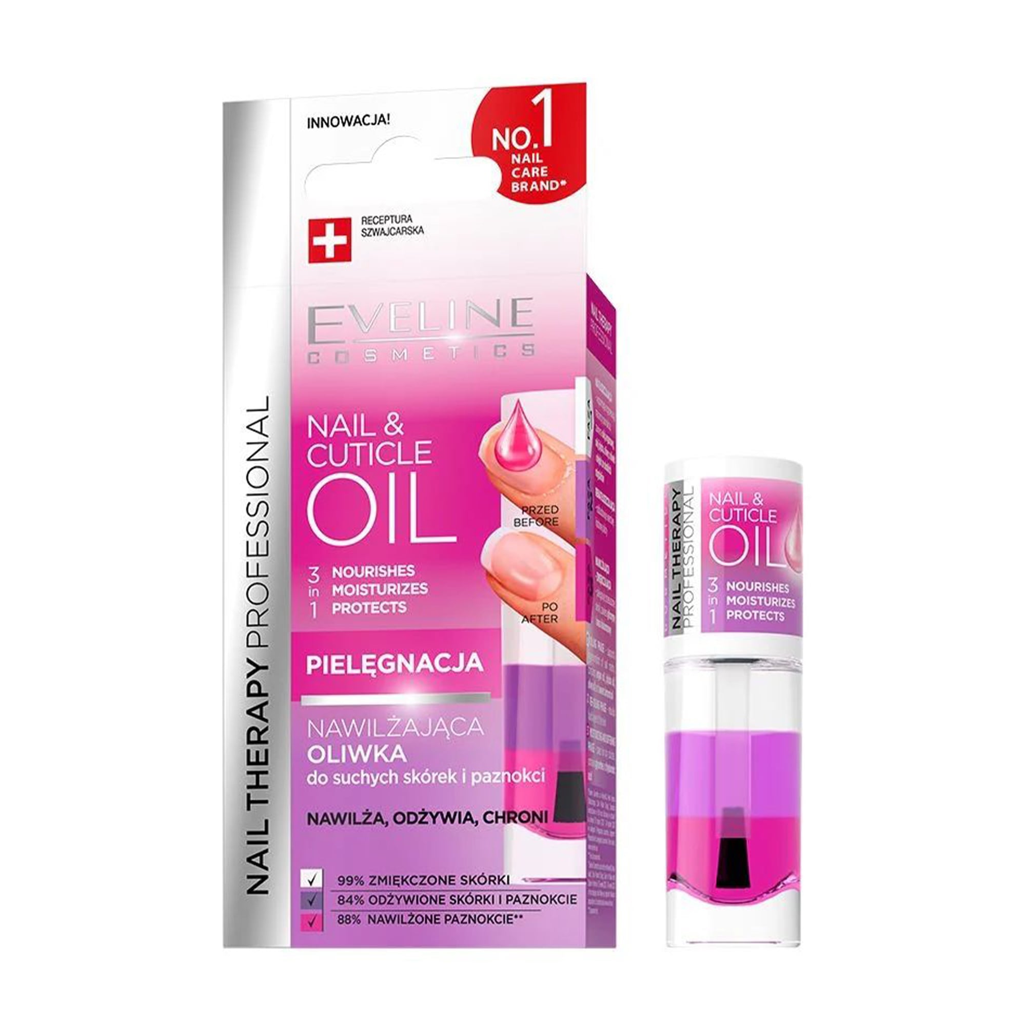 Уцінка! Трифазна зволожувальна олія для нігтів та кутикули Eveline Cosmetics Nail Therapy Professional Nail &amp; Cuticle Oil, 8 мл