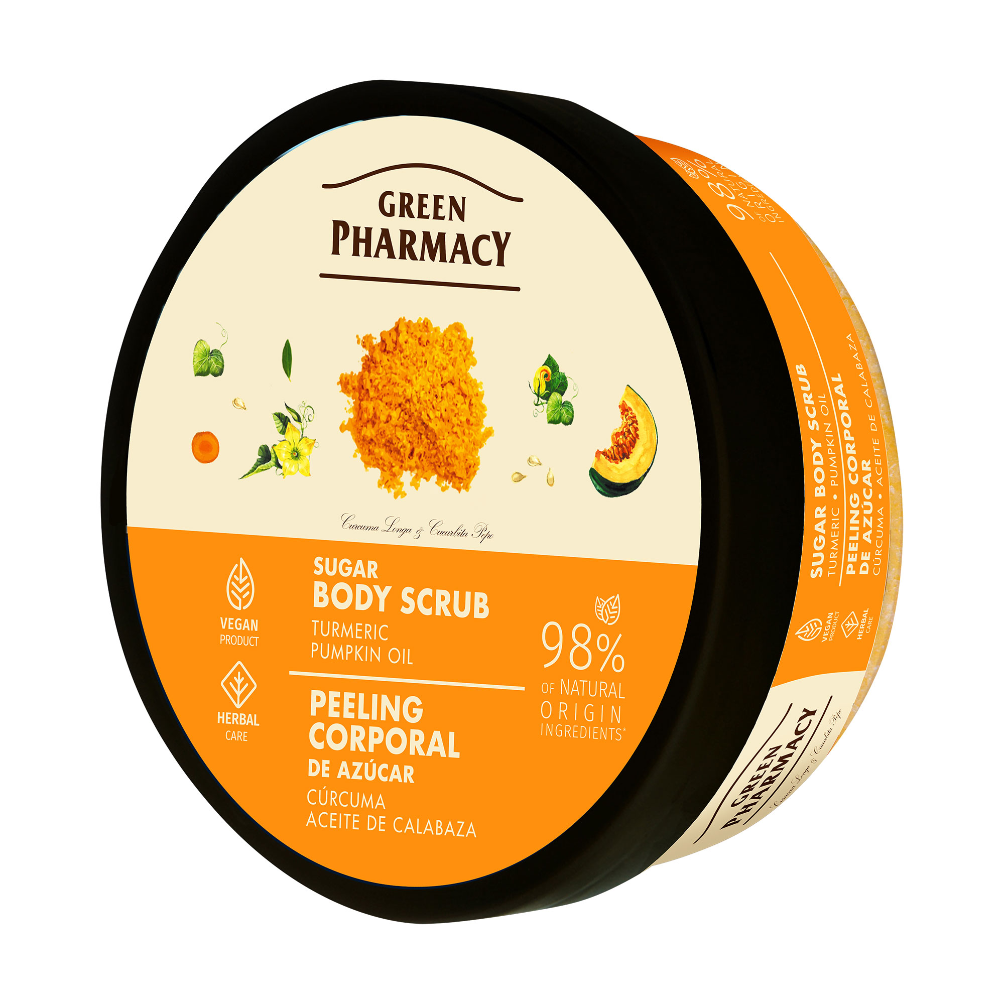 Уцінка! Цукровий скраб для тіла Green Pharmacy Sugar Body Scrub Куркума та гарбузова олія, 200 мл