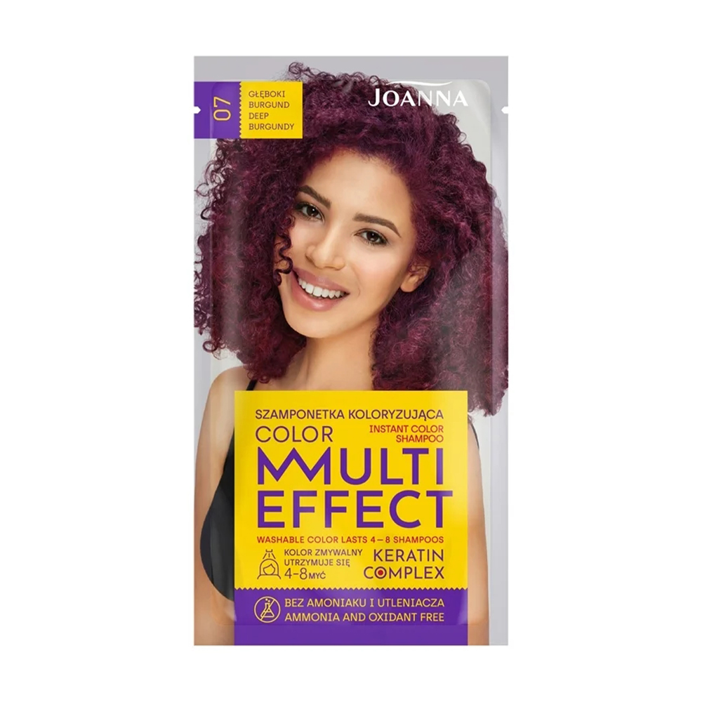 Уцінка! Відтінковий шампунь для волосся Joanna Multi Effect Color Keratin Complex 07 Deep Burgundy, 35 г
