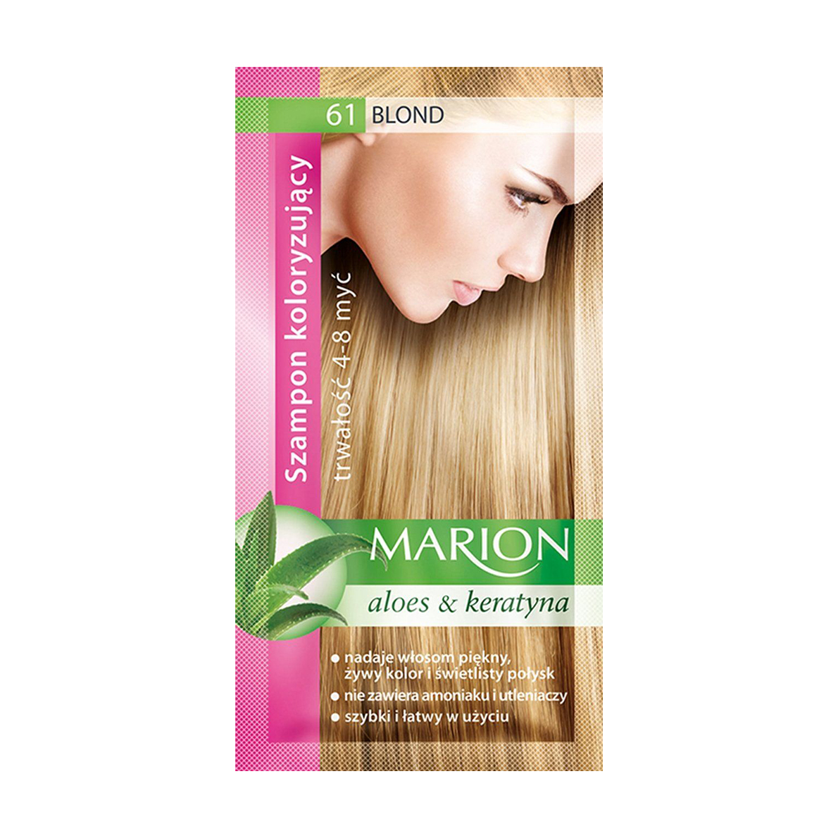 Уцінка! Відтінковий шампунь для волосся Marion Aloe &amp; Keratin Hair Color Shampoo 61 Blonde, 40 мл