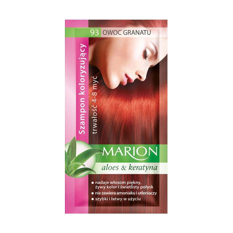 Уцінка! Відтінковий шампунь для волосся Marion Aloe &amp; Keratin Hair Color Shampoo 93 Pomegranate, 40 мл