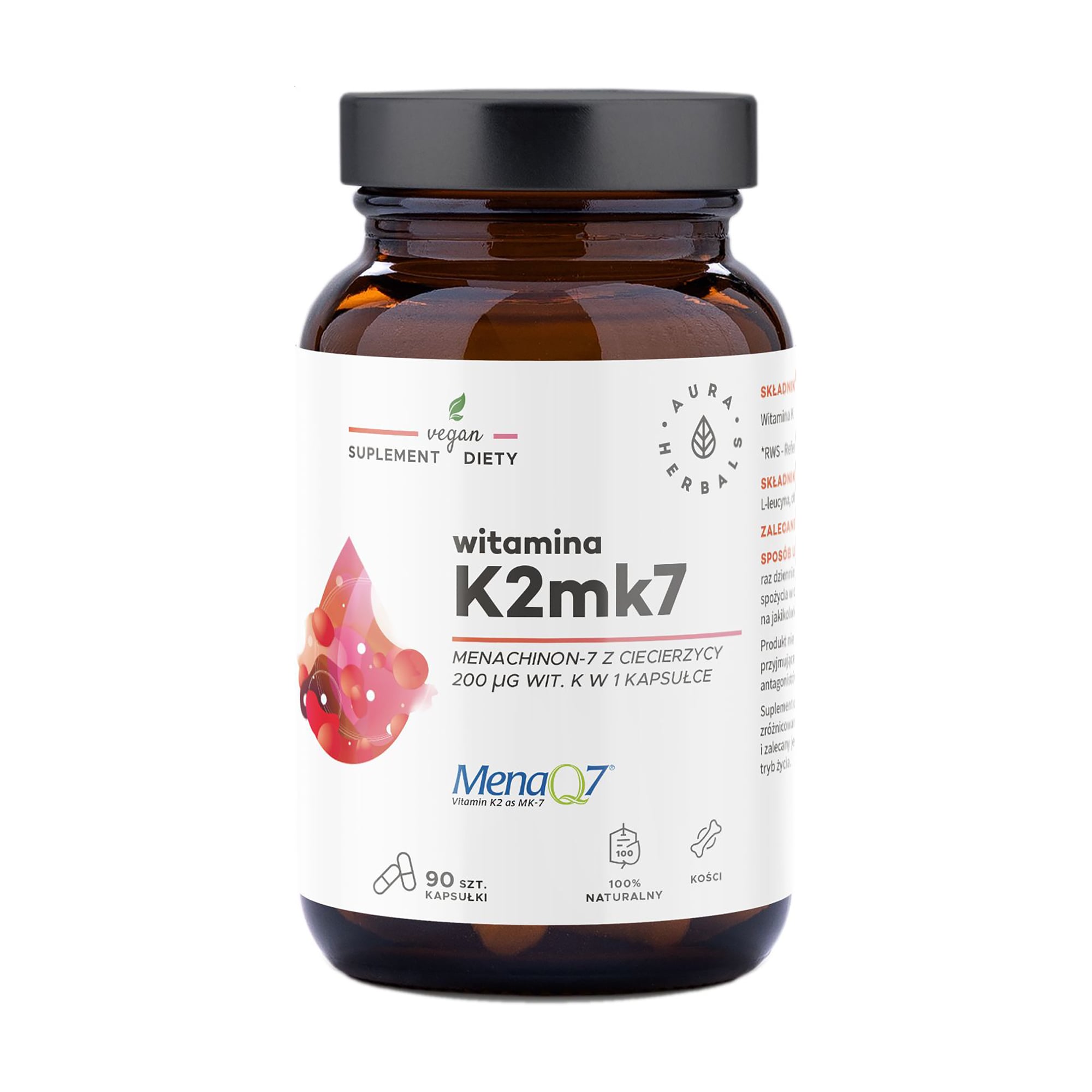 Уцінка! Вітамін K2 MK7 Aura Herbals Vitamin K2MK7, 200 мкг, 90 капсул