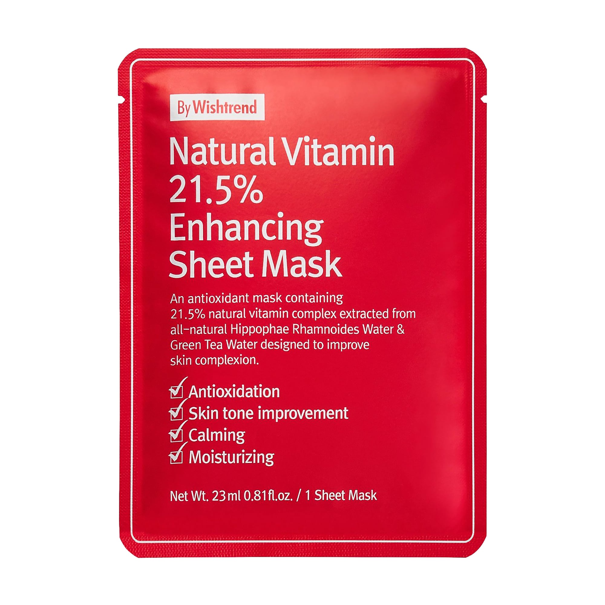 Уцінка! Вітамінна антиоксидантна тканинна маска для обличчя By Wishtrend Natural Vitamin 21.5% Enhancing Sheet Mask, 23 мл