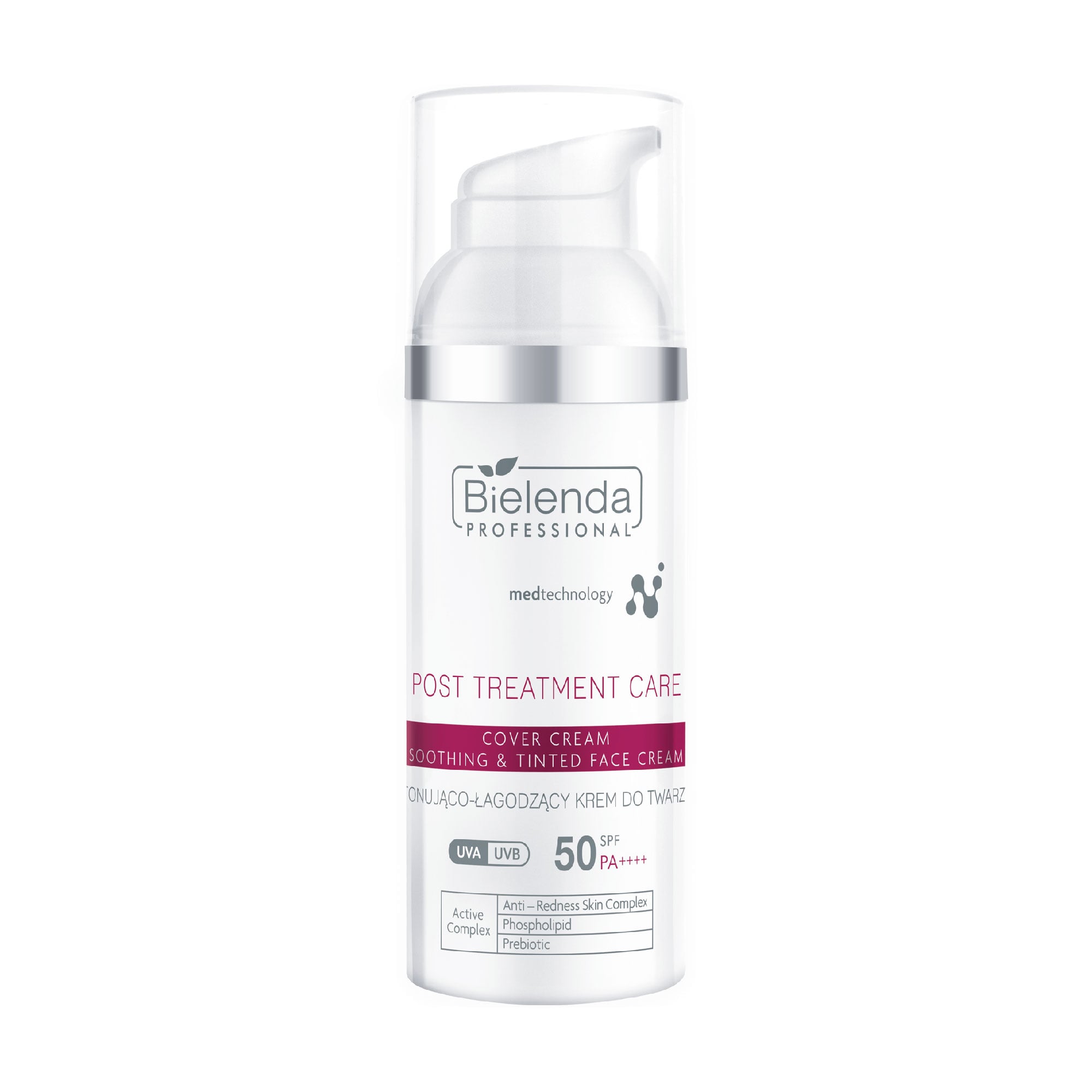 Уцінка! Заспокійливий та тонізувальний крем для обличчя Bielenda Professional Post Treatment Care Soothing &amp; Tinted Face Cream, SPF 50 PA++++, 50 мл