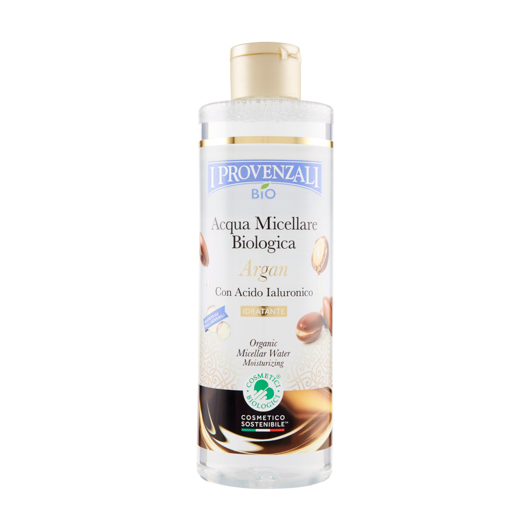 Уцінка! Зволожувальна міцелярна вода I Provenzali Acqua Micellare Biologica Argan з органічною олією арганії і гіалуроновою кислотою, 400 мл
