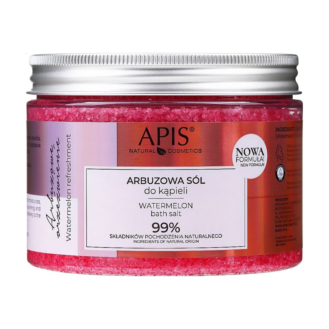 Уцінка! Зволожувальна сіль для ванни Apis Natural Cosmetics Moisturizing Bath Salt з екстрактом кавуна та дині, 650 г