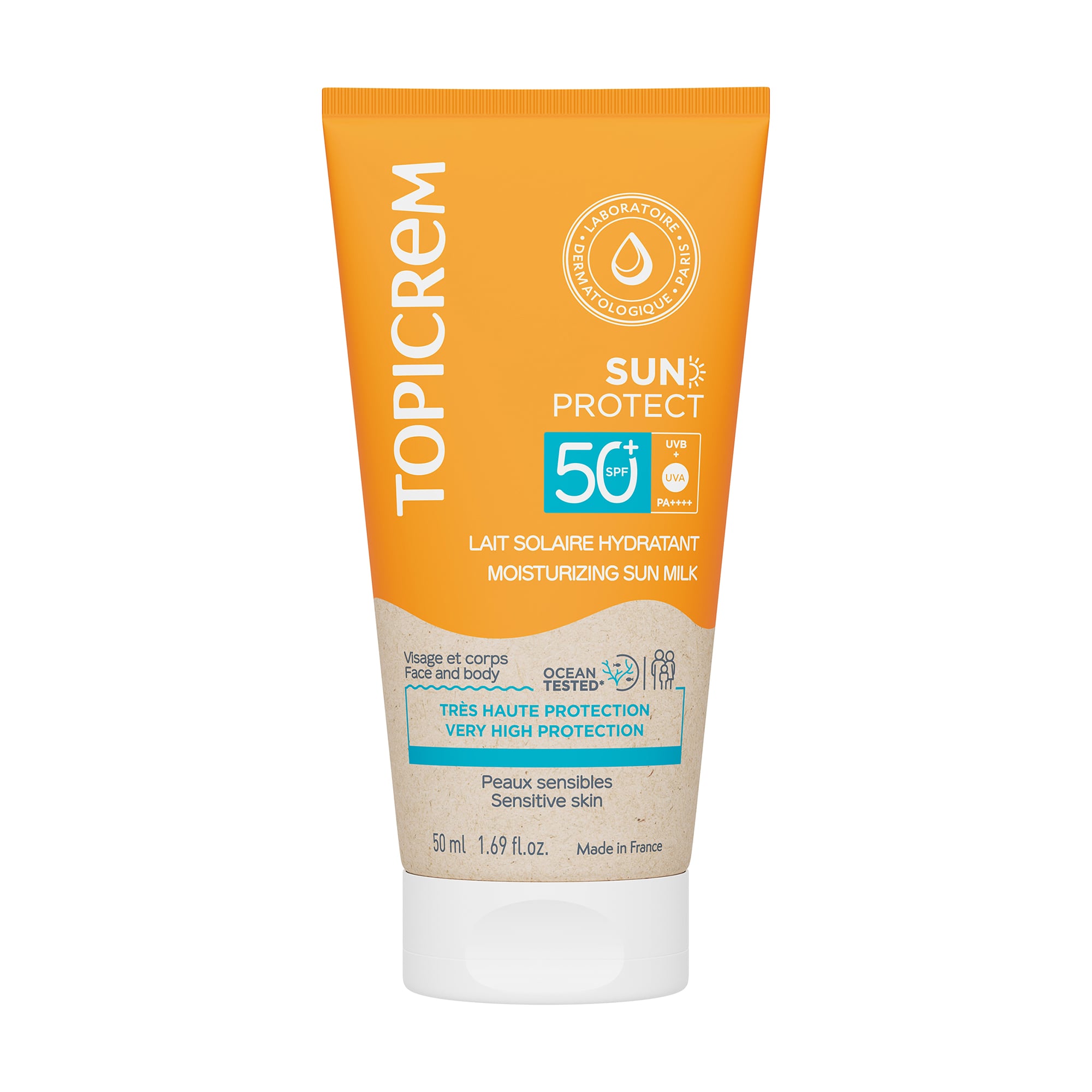 Уцінка! Зволожувальне сонцезахисне молочко для тіла Topicrem Sun Protect Moisturizing Sun Milk, SPF 50+, 50 мл