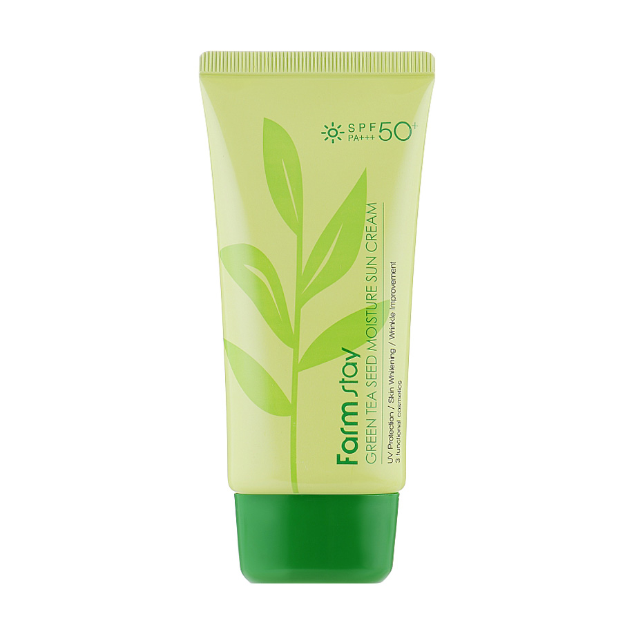 Уцінка! Зволожувальний сонцезахисний крем для обличчя FarmStay Green Tea Seed Moisture Sun Cream SPF 50+/PA+++, 70 мл