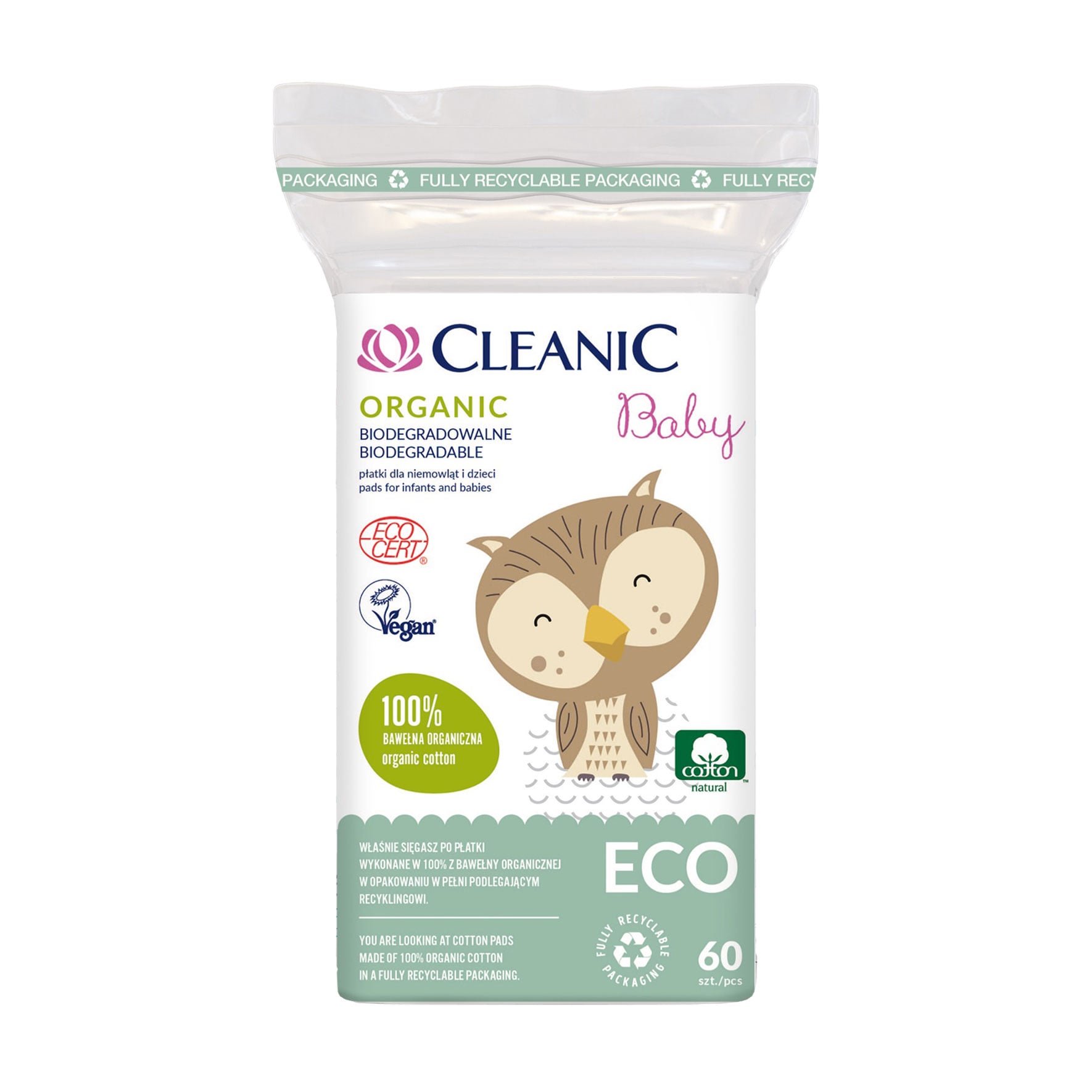 Ватні диски Cleanic Baby Eco, 60 шт
