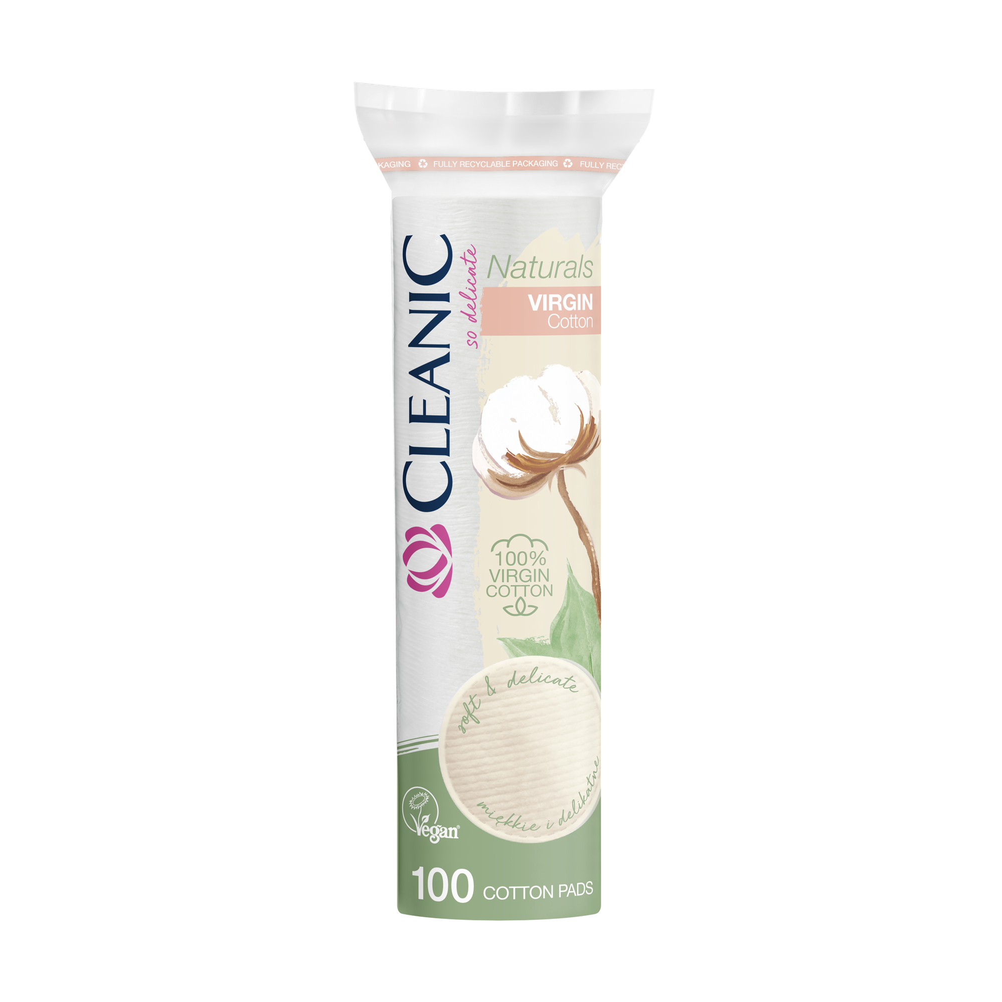 Ватні диски Cleanic Naturals Virgin Cotton, 100 шт