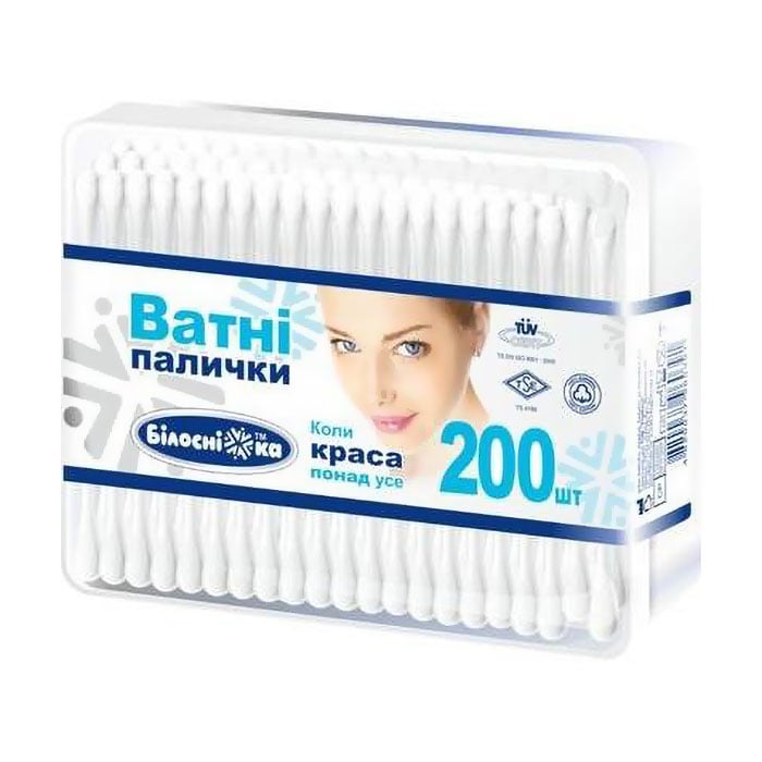 Ватні палички Білосніжка, в прямокутній упаковці, 200 шт