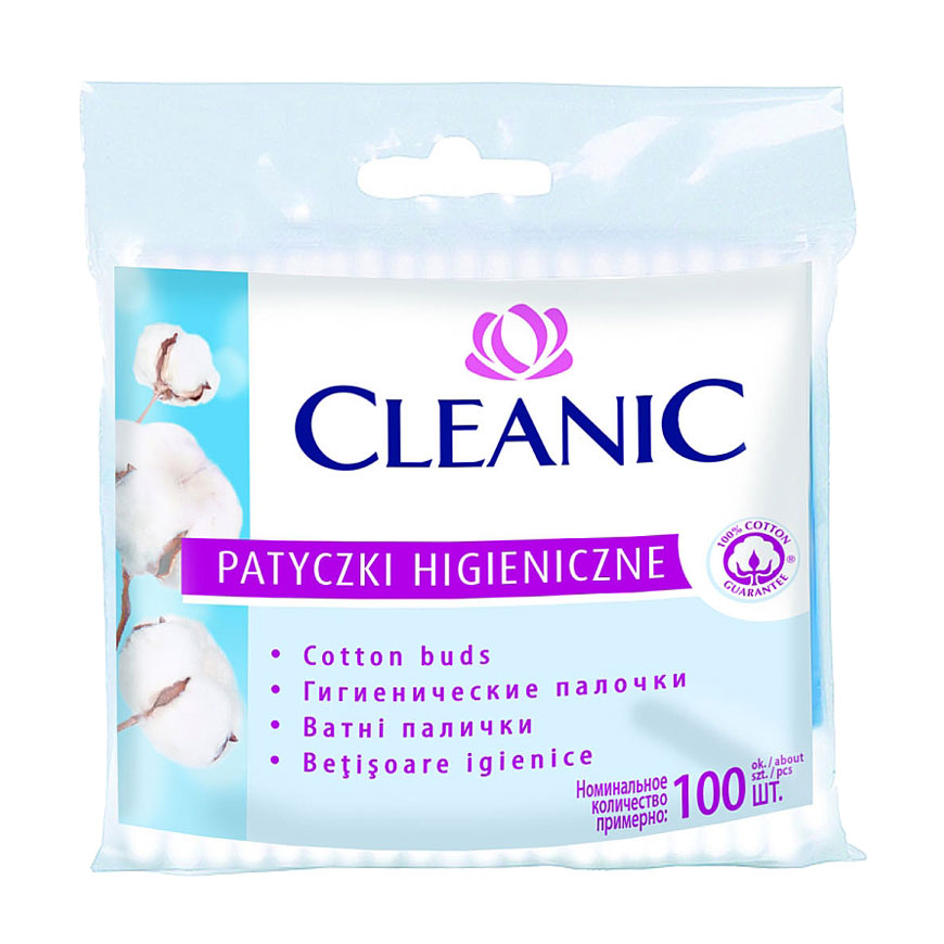 Ватні палички в поліетиленовій упаковці Cleanic Face Care Cotton Buds, 100 шт