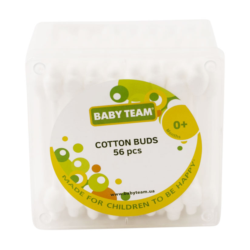 Ватні палички з обмежувачем Baby Team з народження, 56 шт (0100)