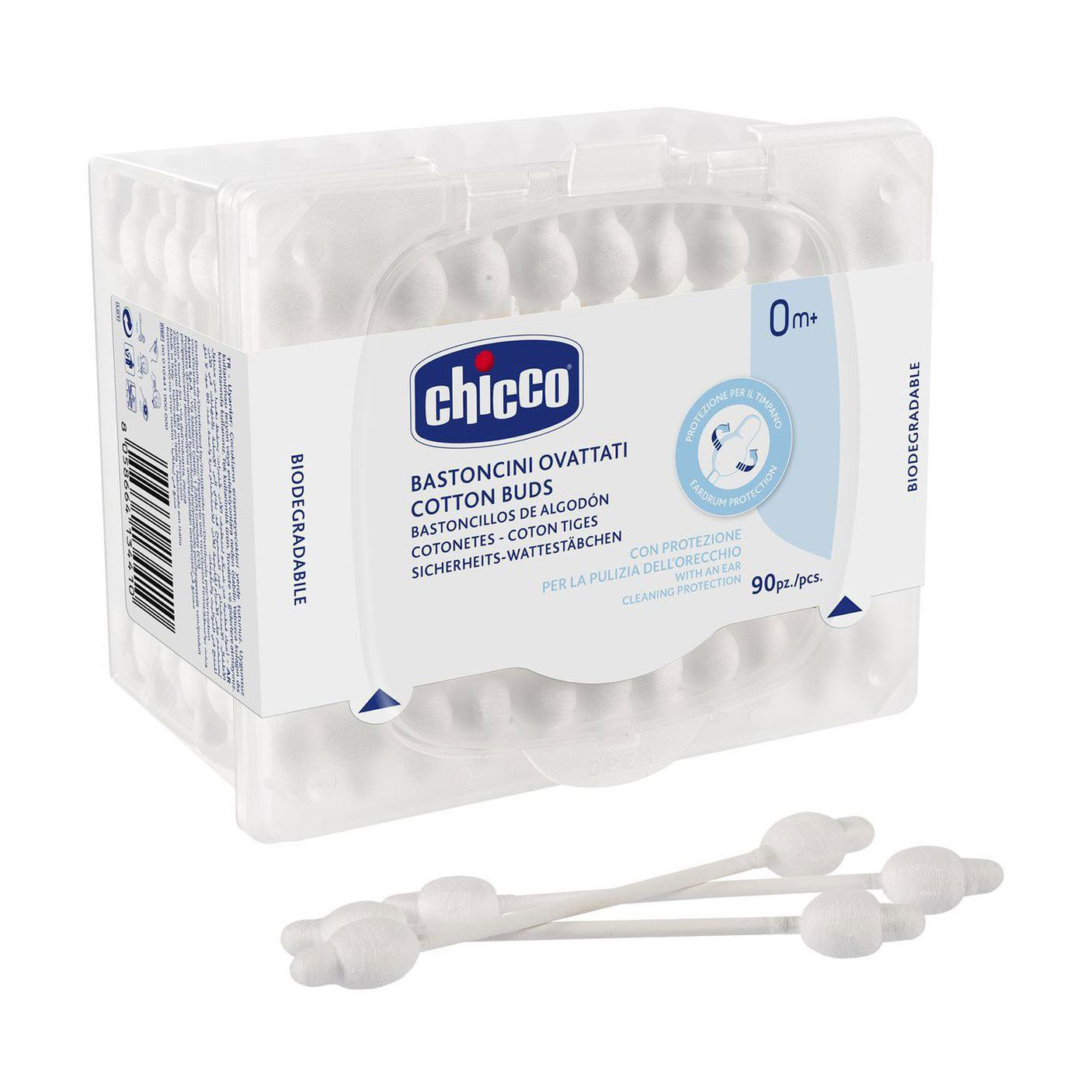 Ватяні палички Chicco з обмежувачем, 90 шт (10441.00)