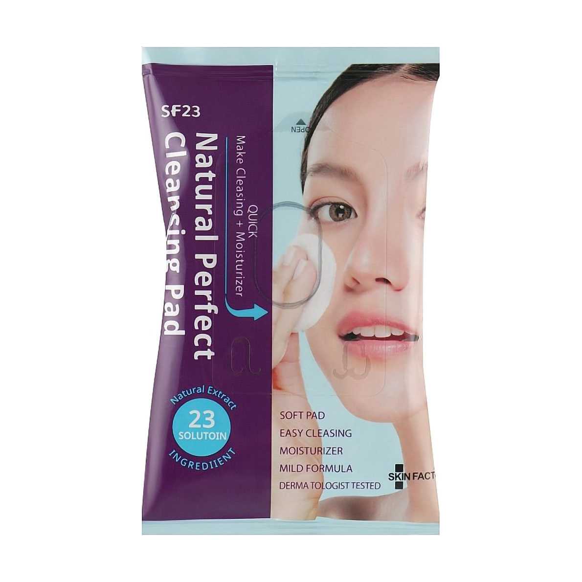 Вечірні зволожувальні пілінг-диски для очищення обличчя Skinfactory Natural Perfect Cleansing Pad з центелою, 30 штук
