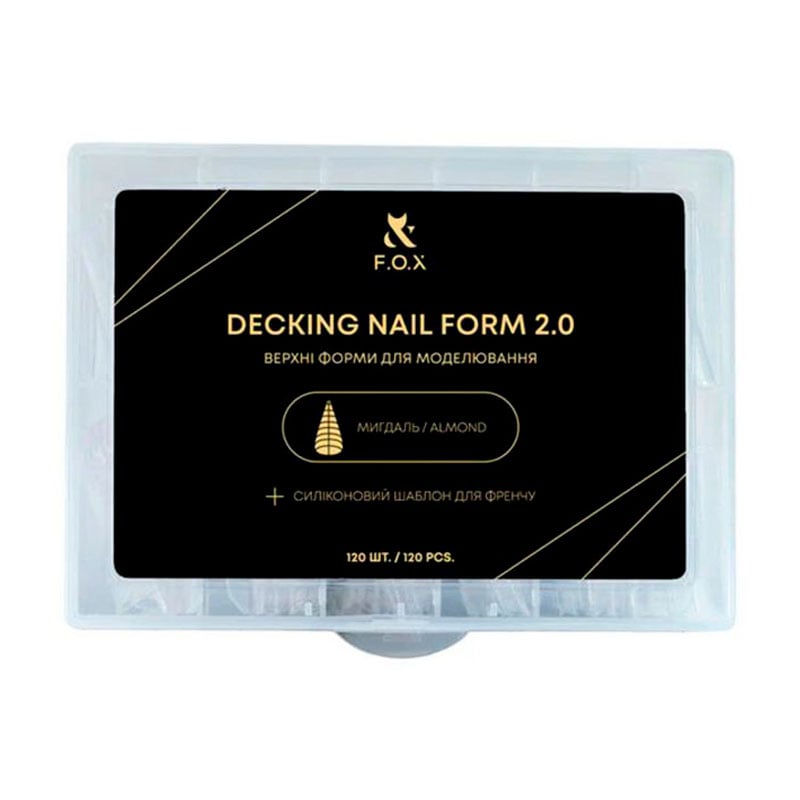 Верхні форми для моделювання нігтів F.O.X Decking Nail Form 2.0 Мигдаль, 120 шт (DNF-Al)