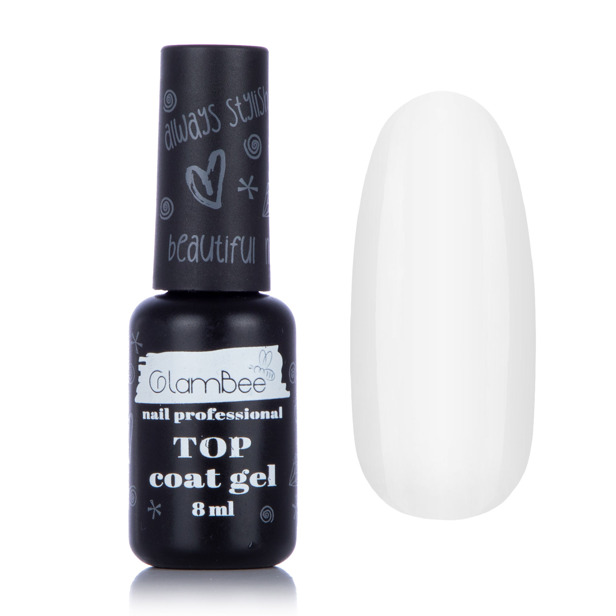 Верхнє покриття для гель-лаку GlamBee Top Coat Gel, 8 мл