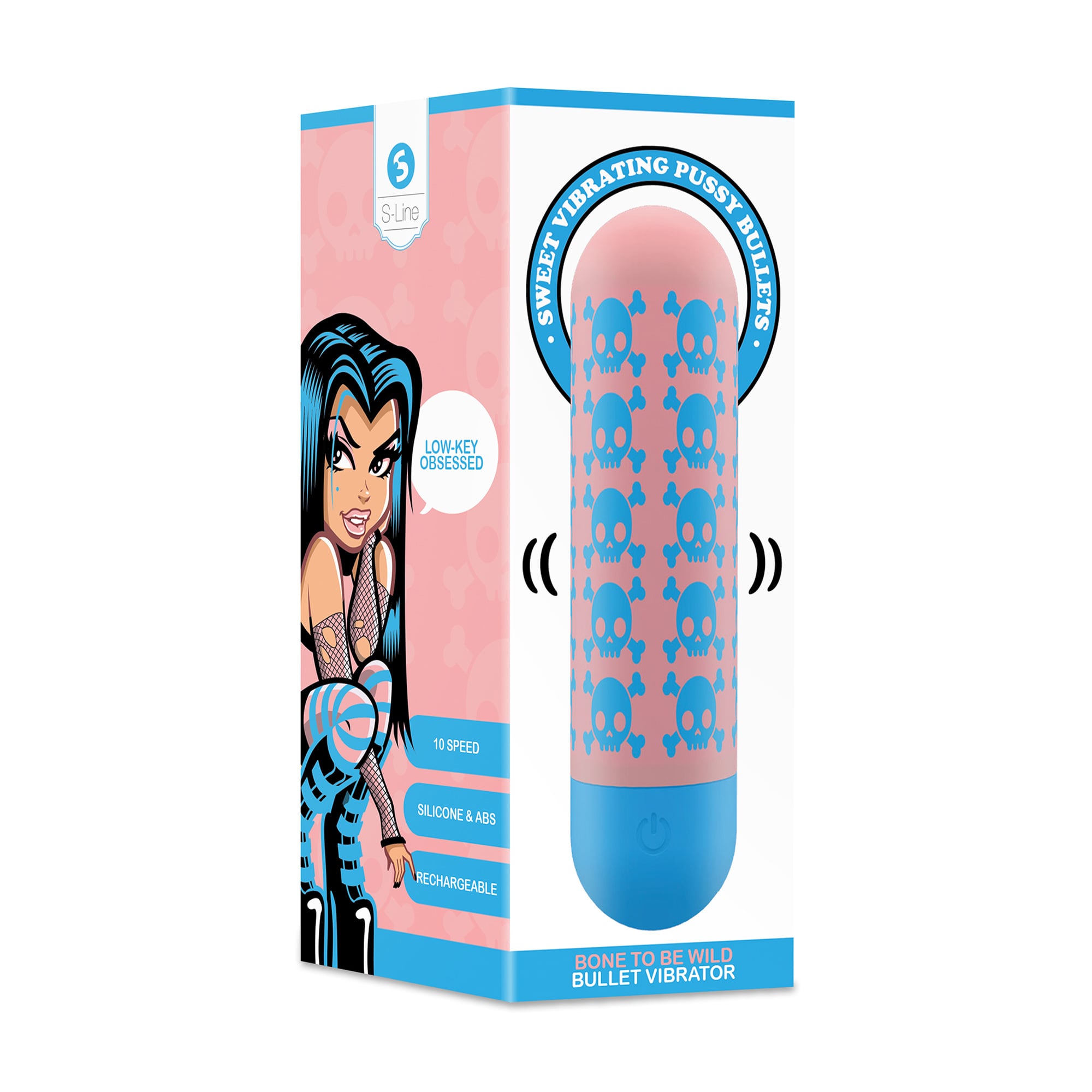 Віброкуля S-Line Bone To Be Wild Bullet Vibrator рожево-блакитна, 1 шт