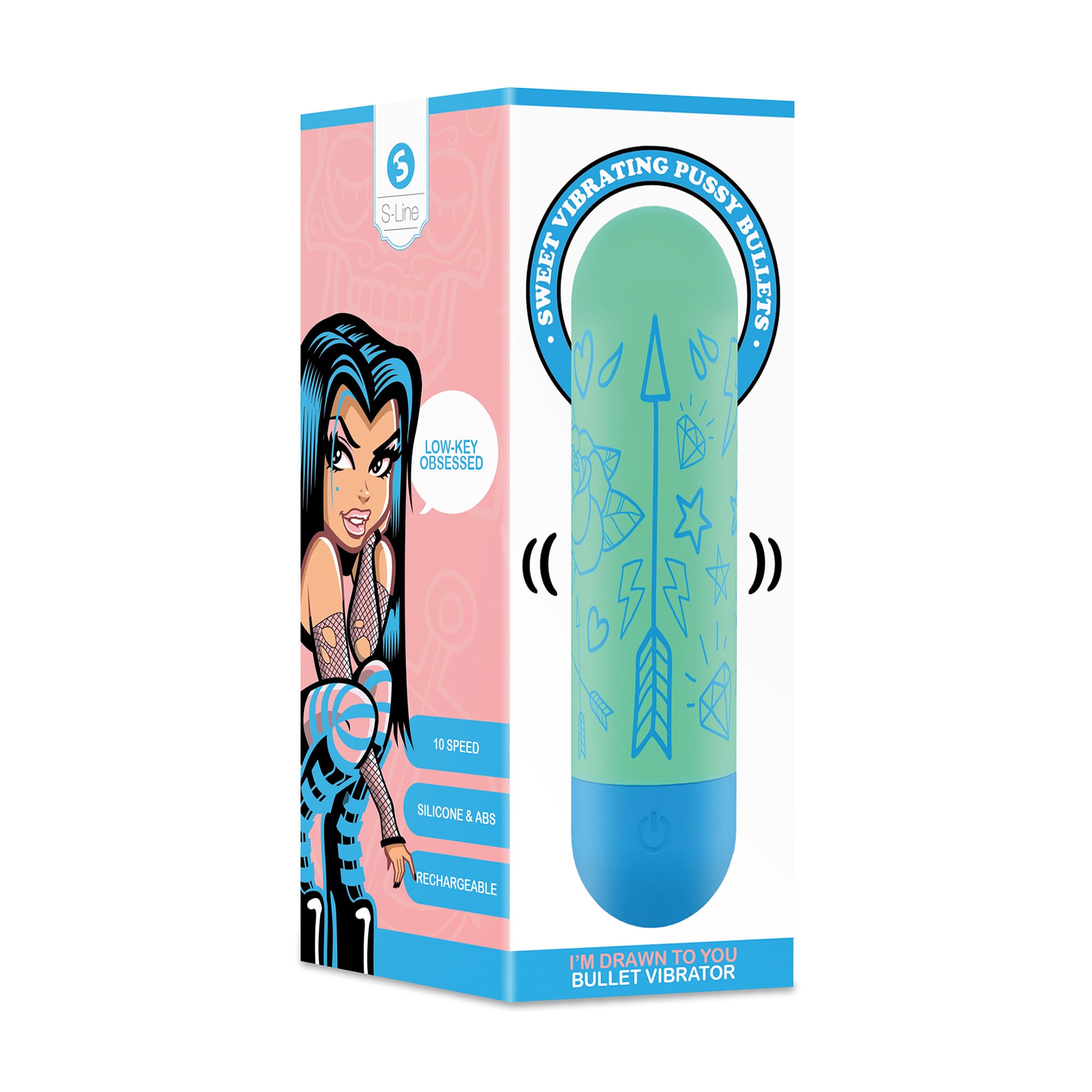 Віброкуля S-Line I'm Drawn To You Bullet Vibrator зелено-блакитна, 1 шт