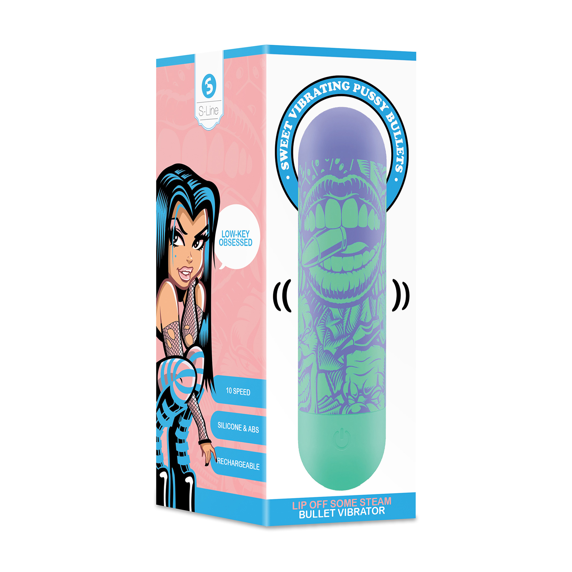 Віброкуля S-Line Lip Off Some Steam Bullet Vibrator лілово-зелена, 1 шт