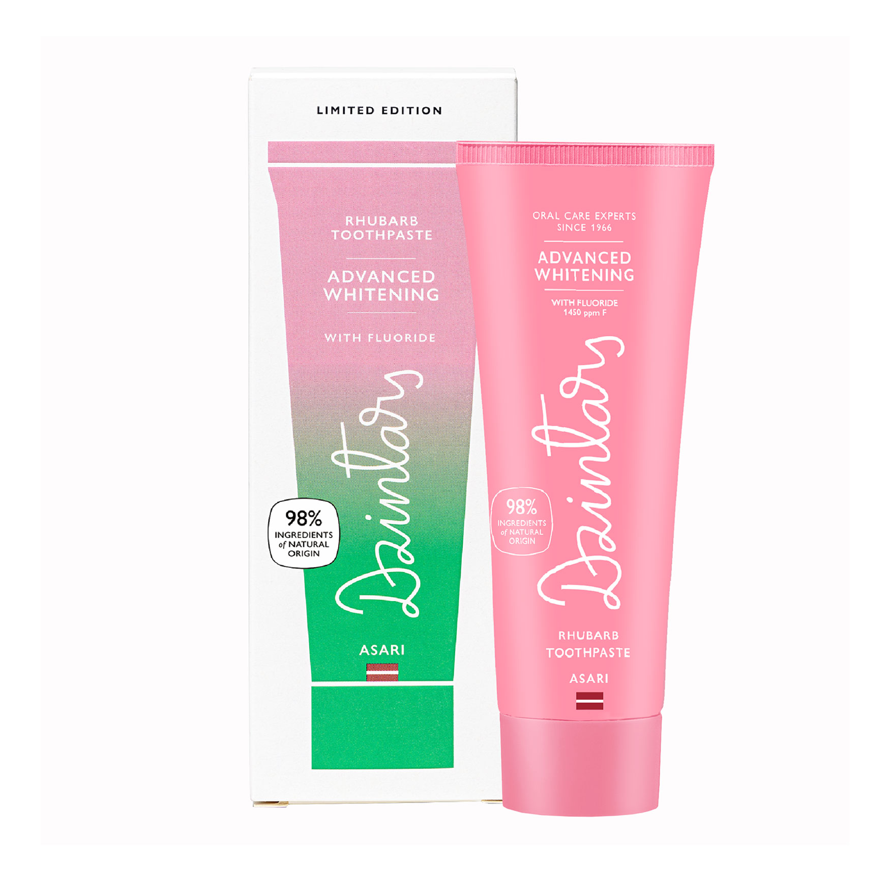 Відбілювальна зубна паста Dzintars Asari Advanced Whitening Rhubarb Toothpaste, 75 мл